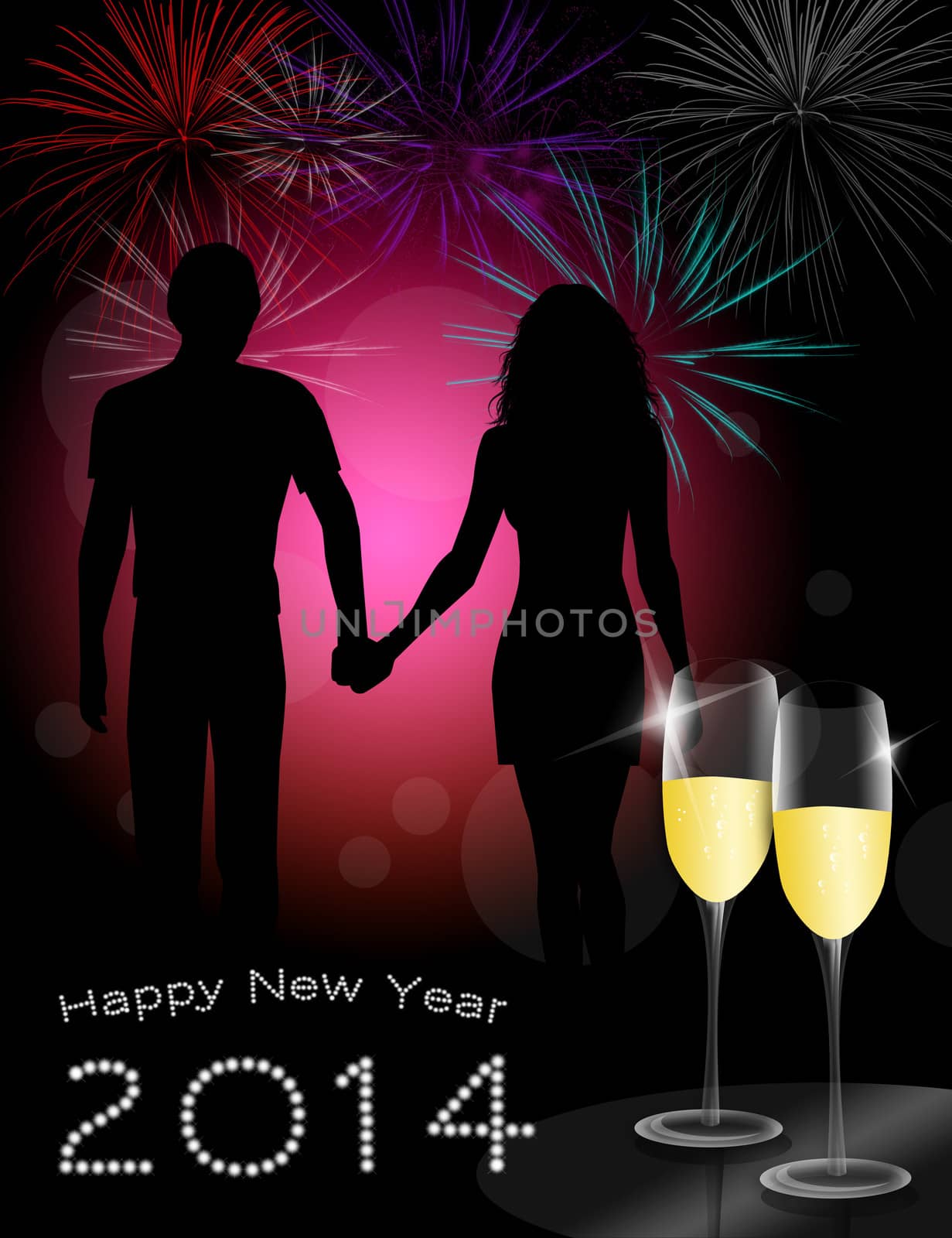 a couple celebrates the new year
