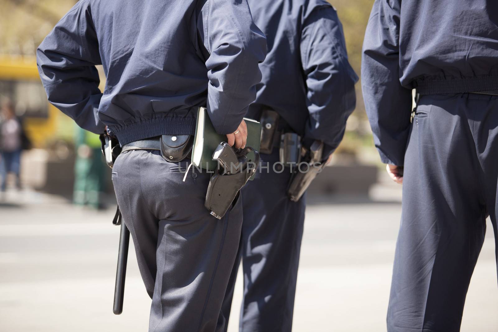 Police officers with gear on duty