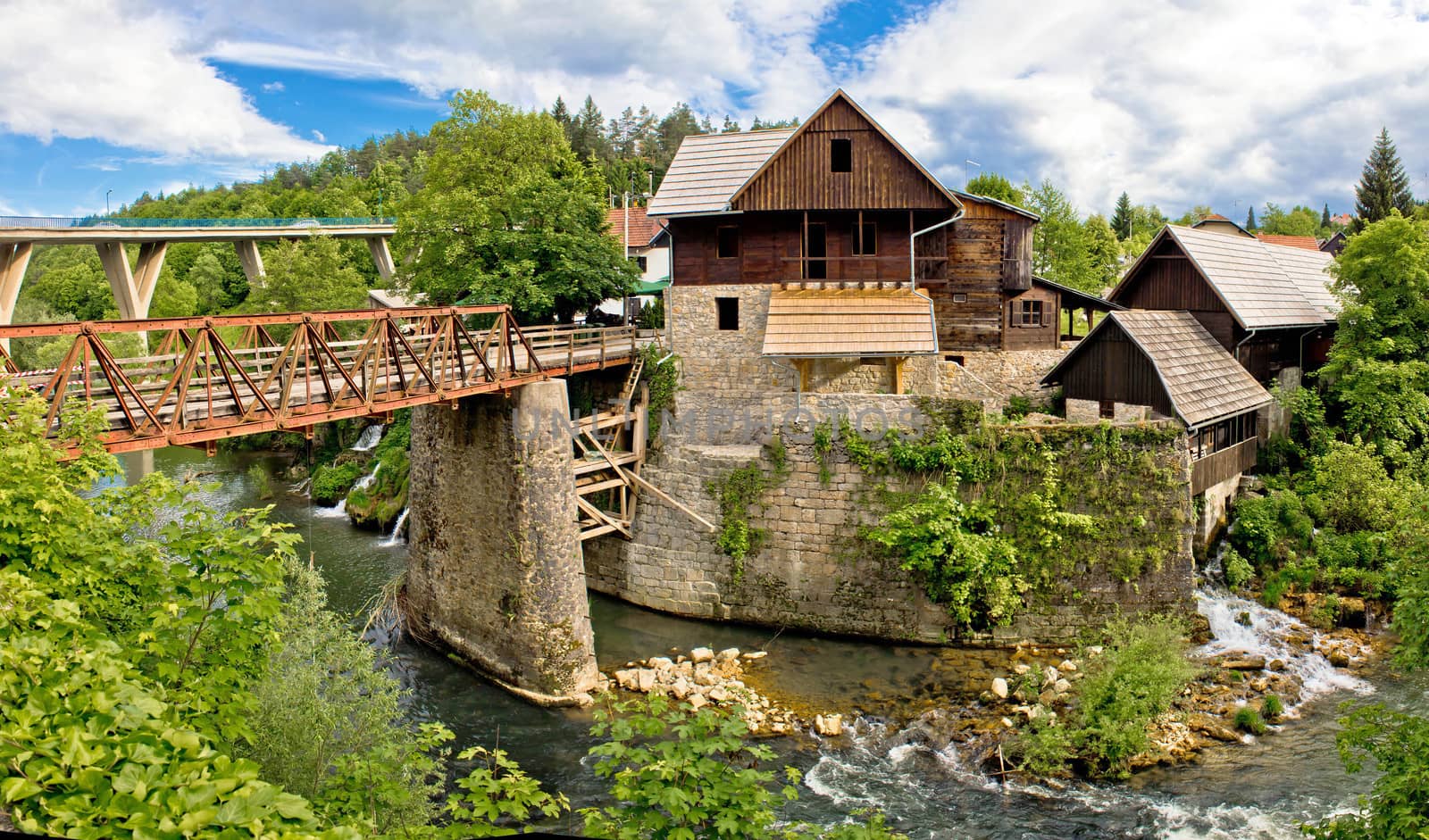 Village of Rastoke river canyon and stone architecture, Croatia