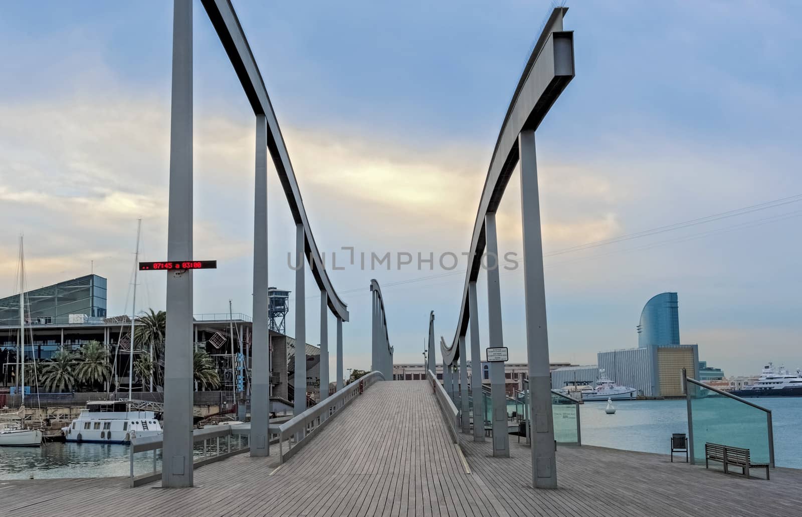 View at Port Vell and Rambla de Mar in Barcelona, Spain by Marcus