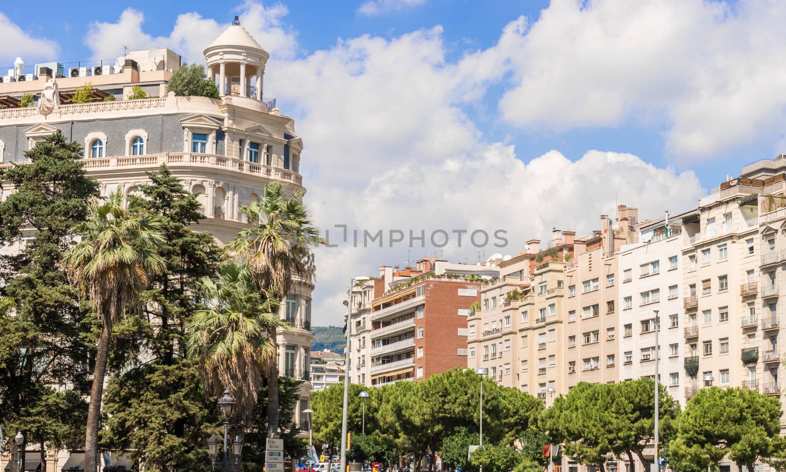 Barcelona, Spain - September 14, 2013: View at  Buildings facade of great architectural interest in the city of Barcelona, Spain. 