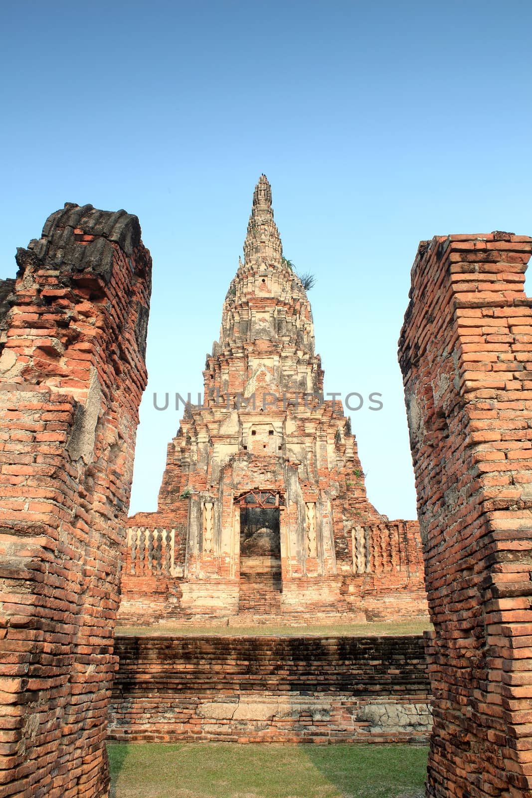 Ruin brick temple in Ayutthaya, Thailand (Wat Chaiwattanaram)