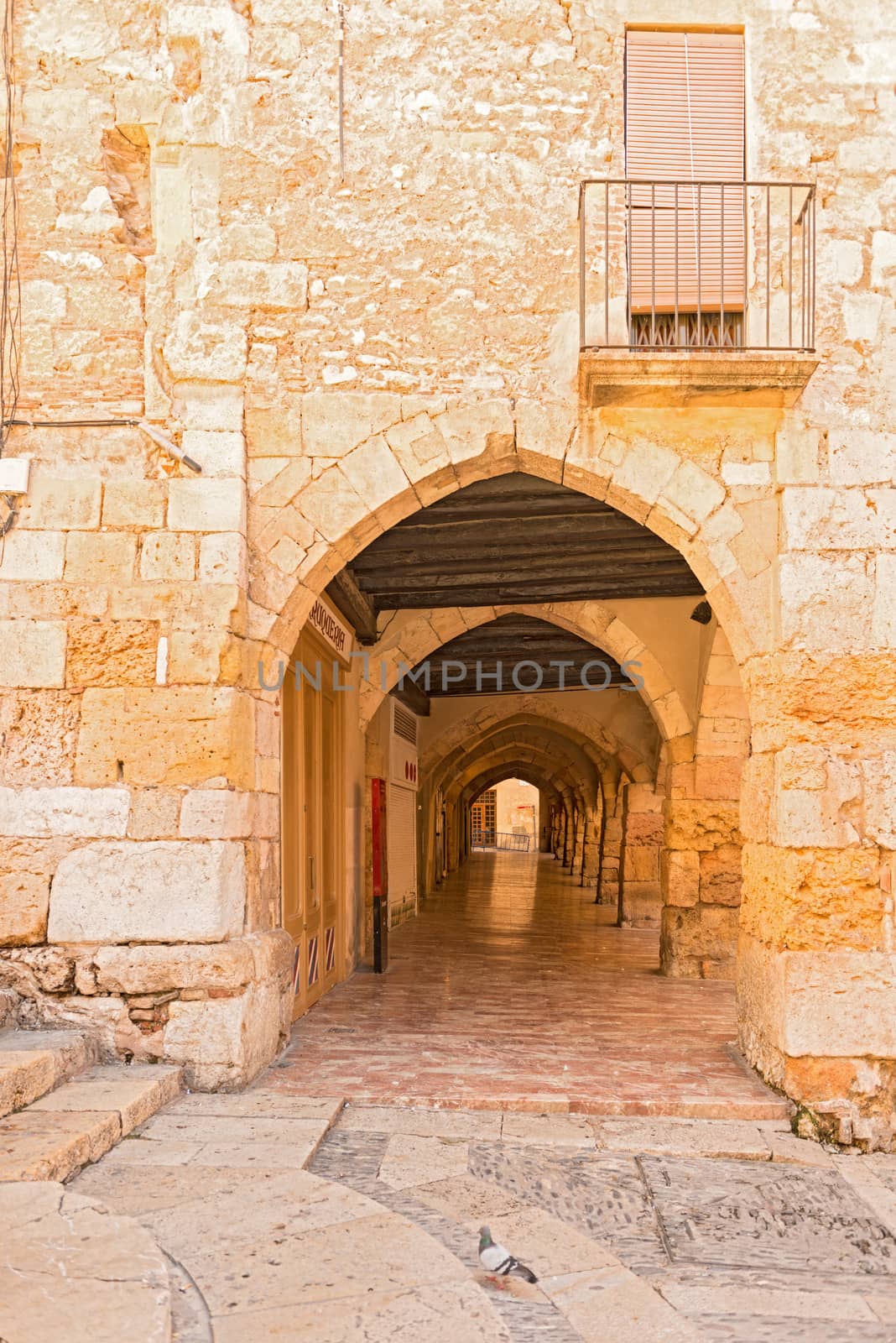 View on old houses in Tarragona, Spain. The old part of town is UNESCO World Heritage Site.