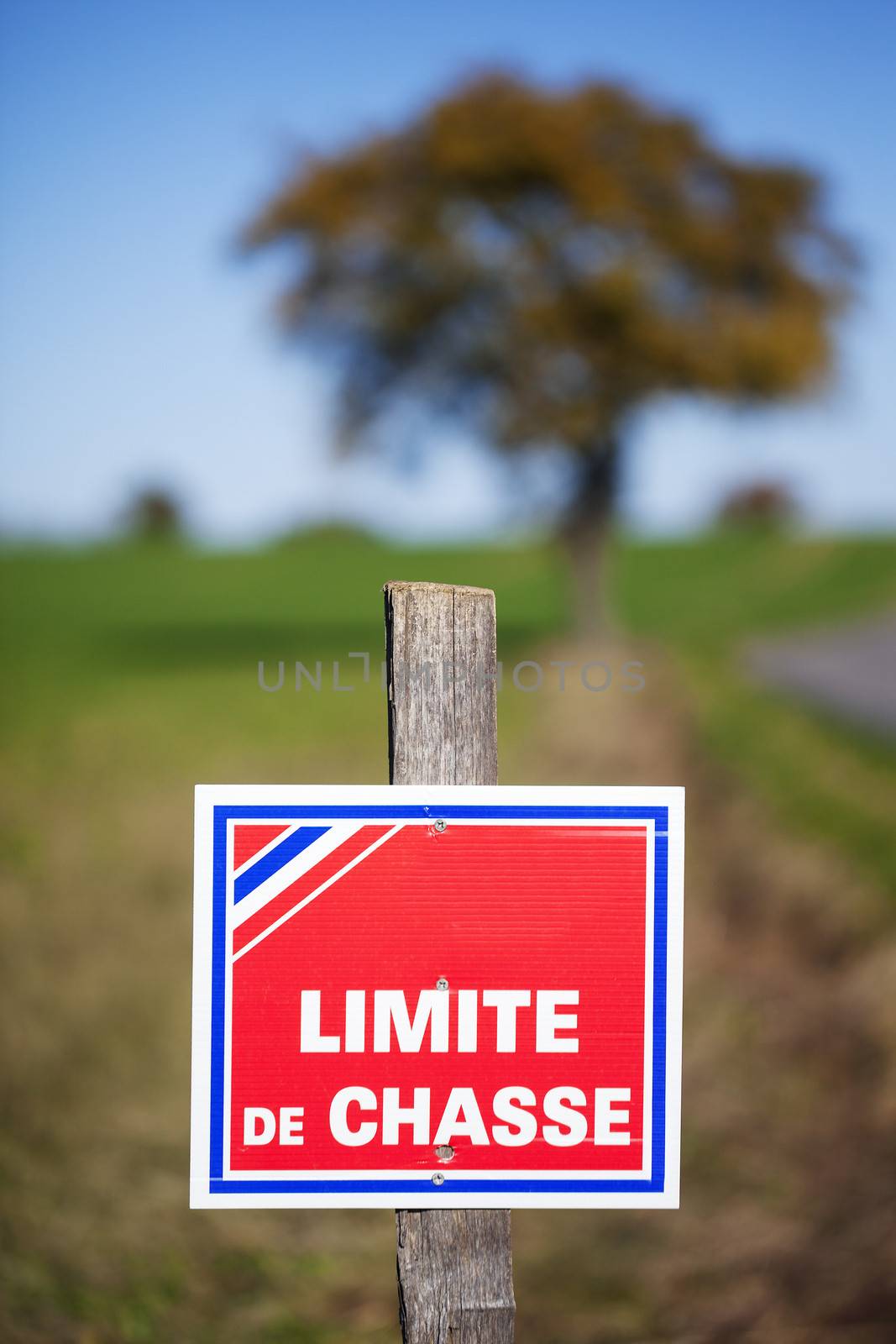 View of no Hunting sign in France