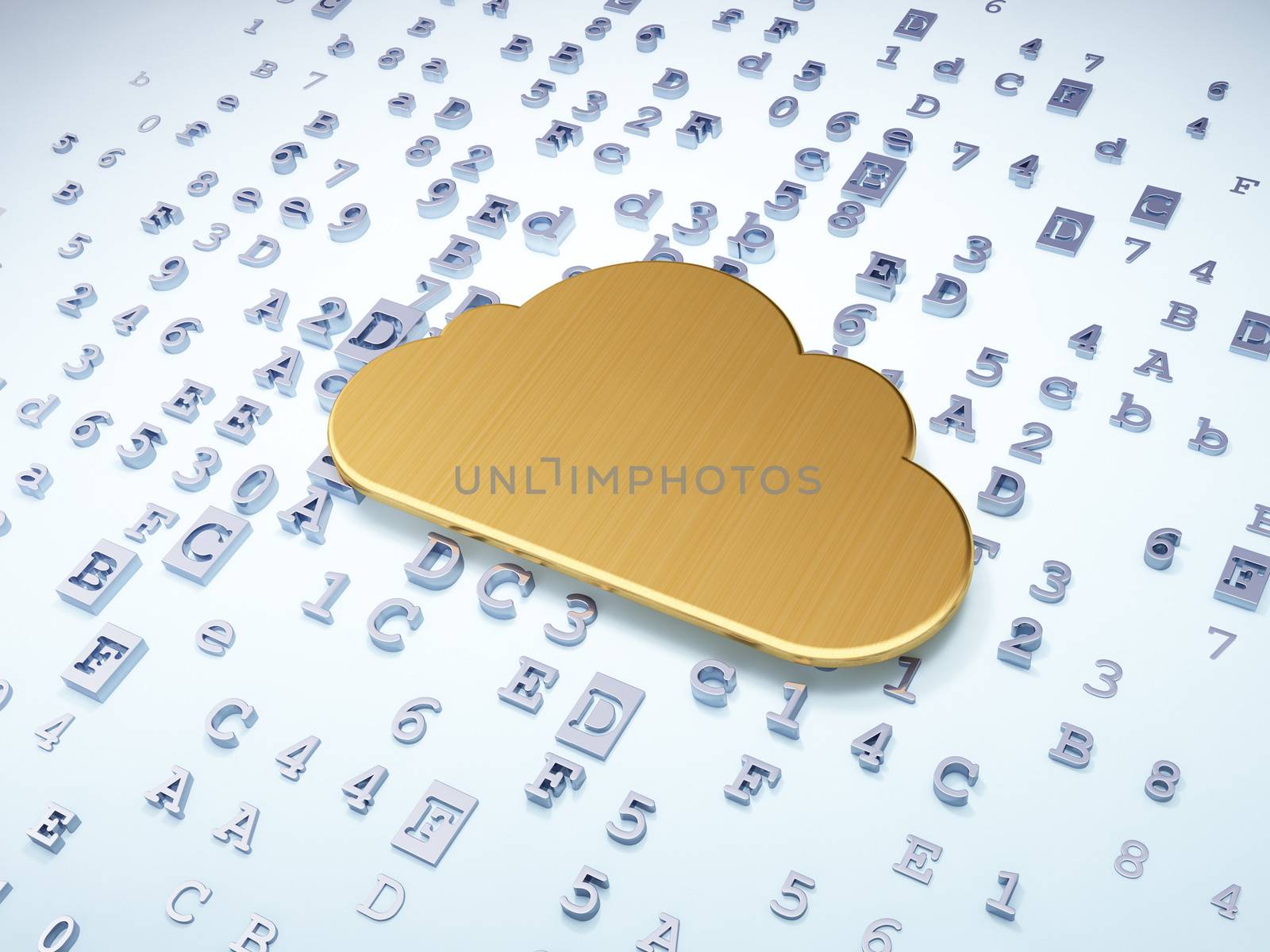 Cloud networking concept: Golden Cloud on digital background by maxkabakov