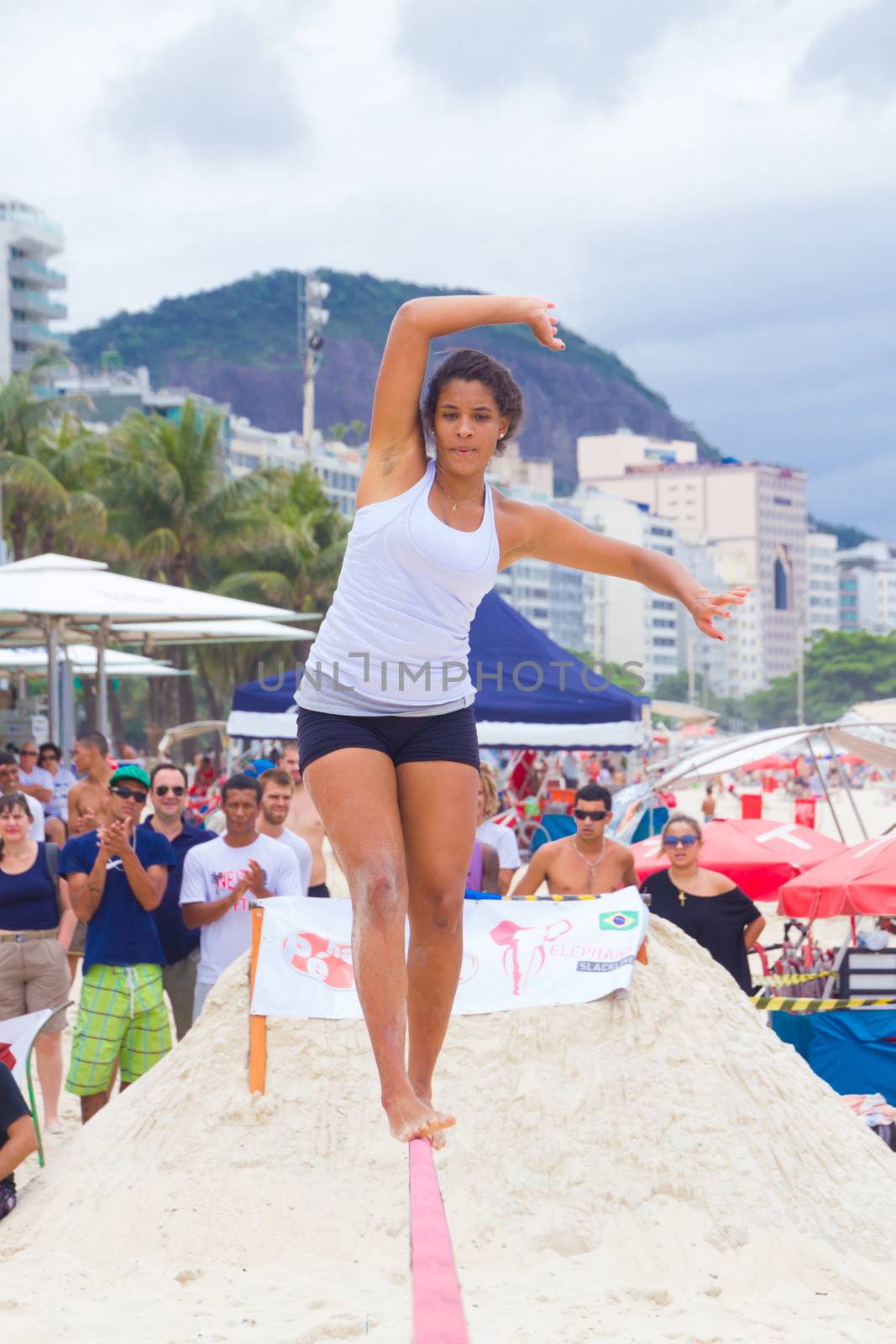 Slackline on Copacabana beach, Rio de Janeiro, Brazil. by kasto