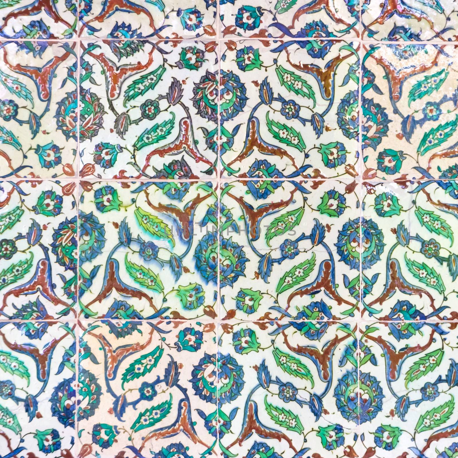 Oriental mosaic detail in  The Topkapi Palace, a large palace in Istanbul, Turkey, that was the primary residence of the Ottoman Sultans.