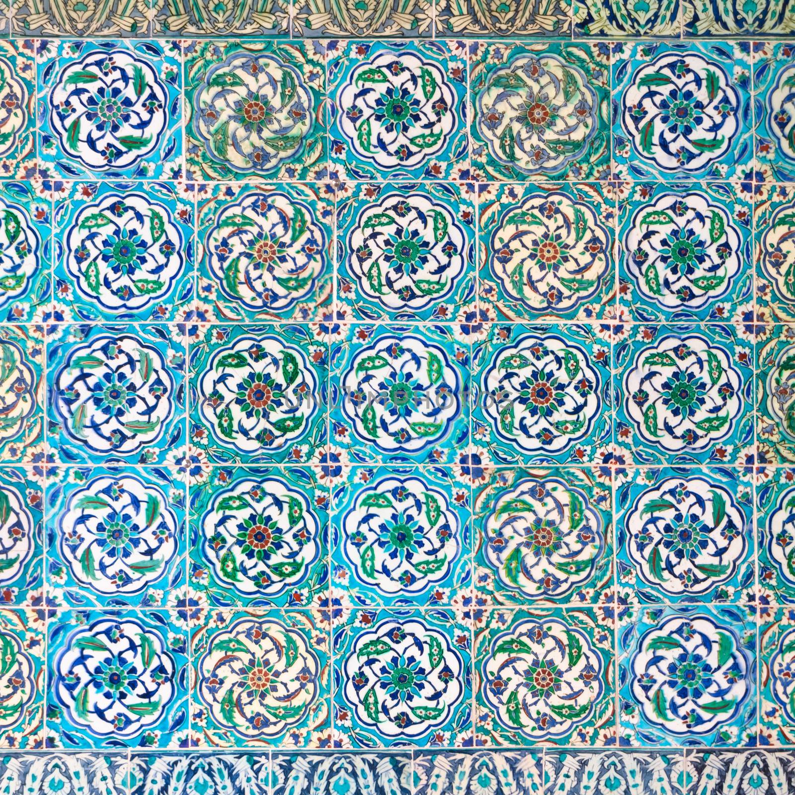 Oriental mosaic detail in Topkapi Palace, Istanbul, Turkey. by kasto