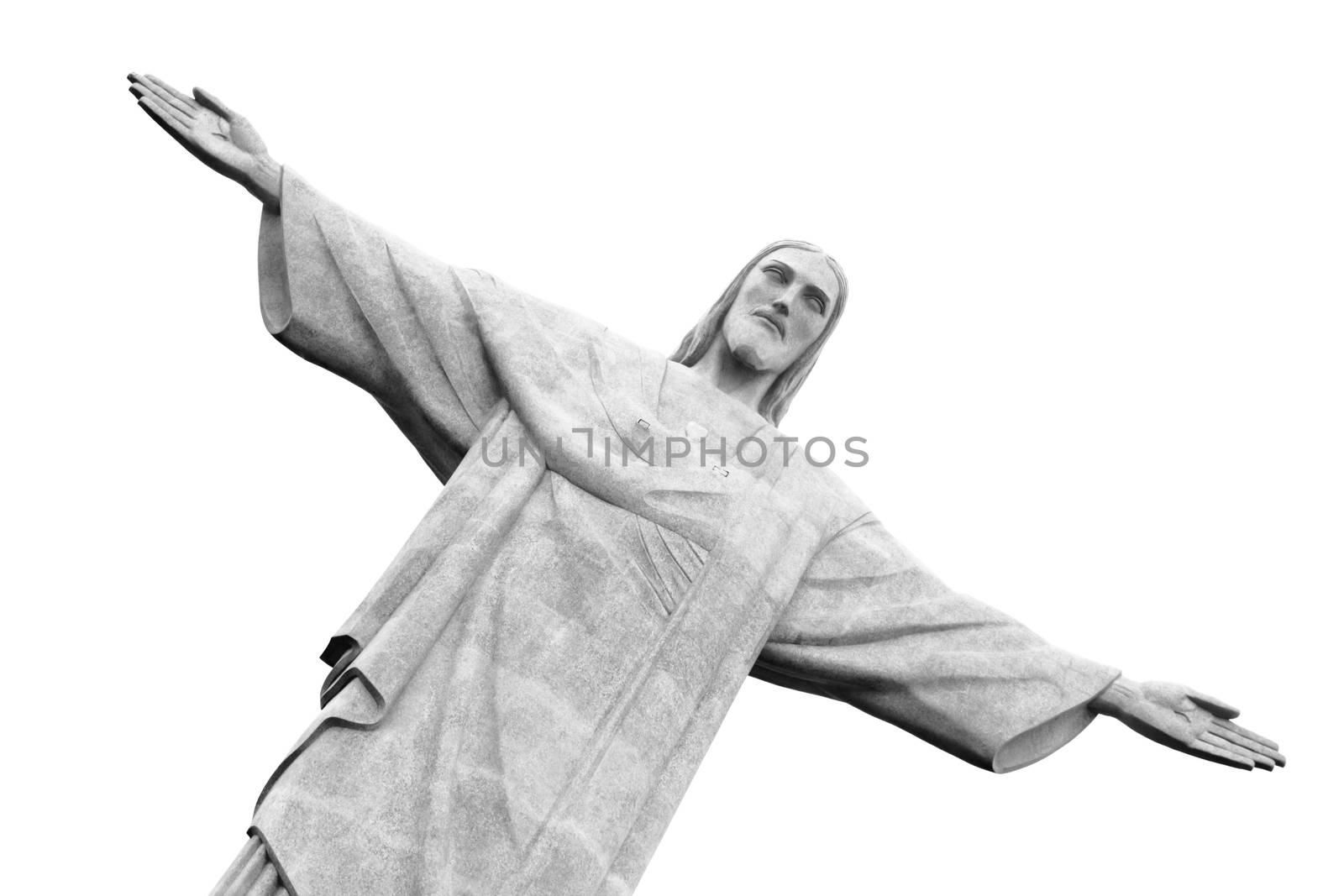 Christ the Redeemer Statue, Rio de Janeiro, Brazil. Black and white.