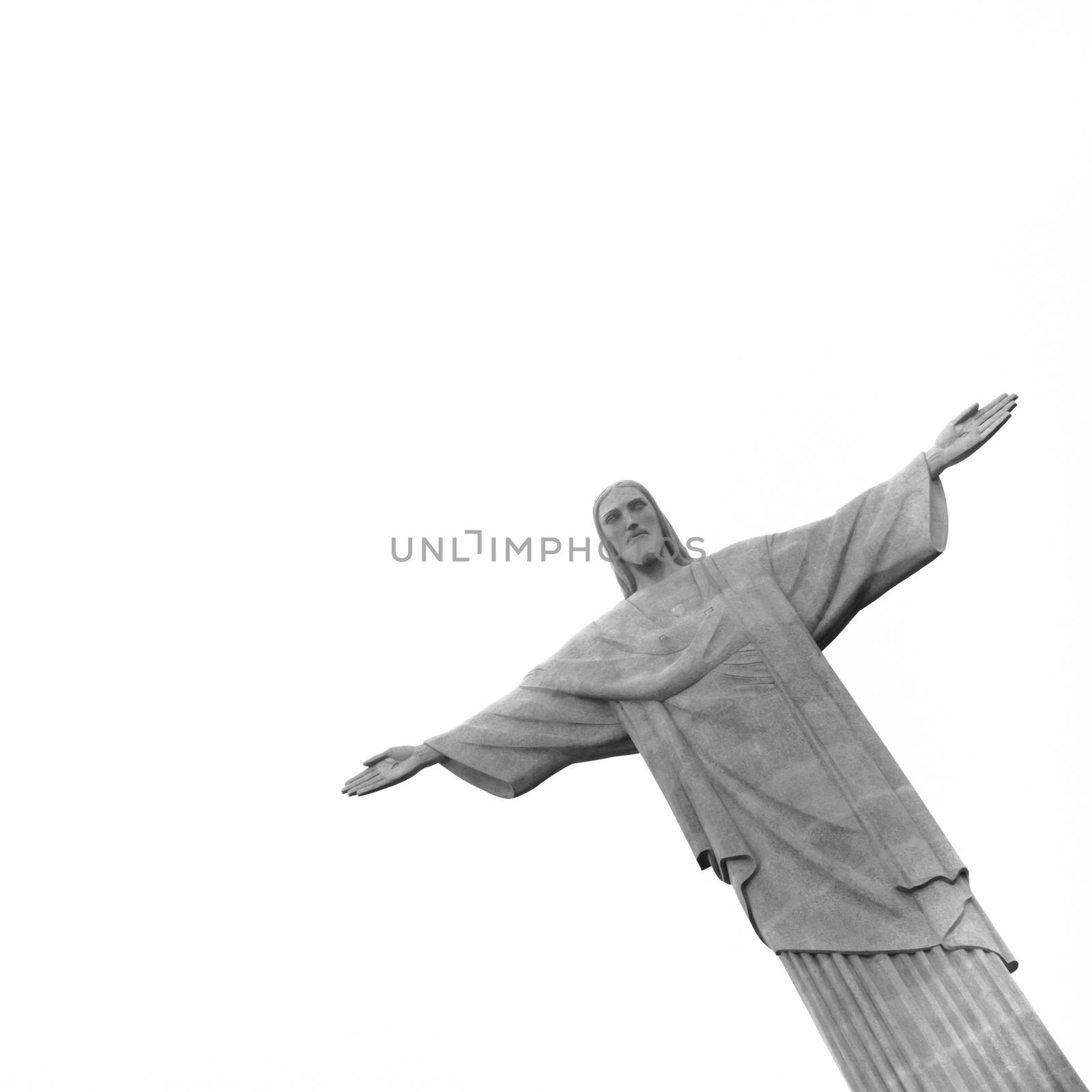 Christ the Redeemer Statue, Rio de Janeiro, Brazil. Black and white.