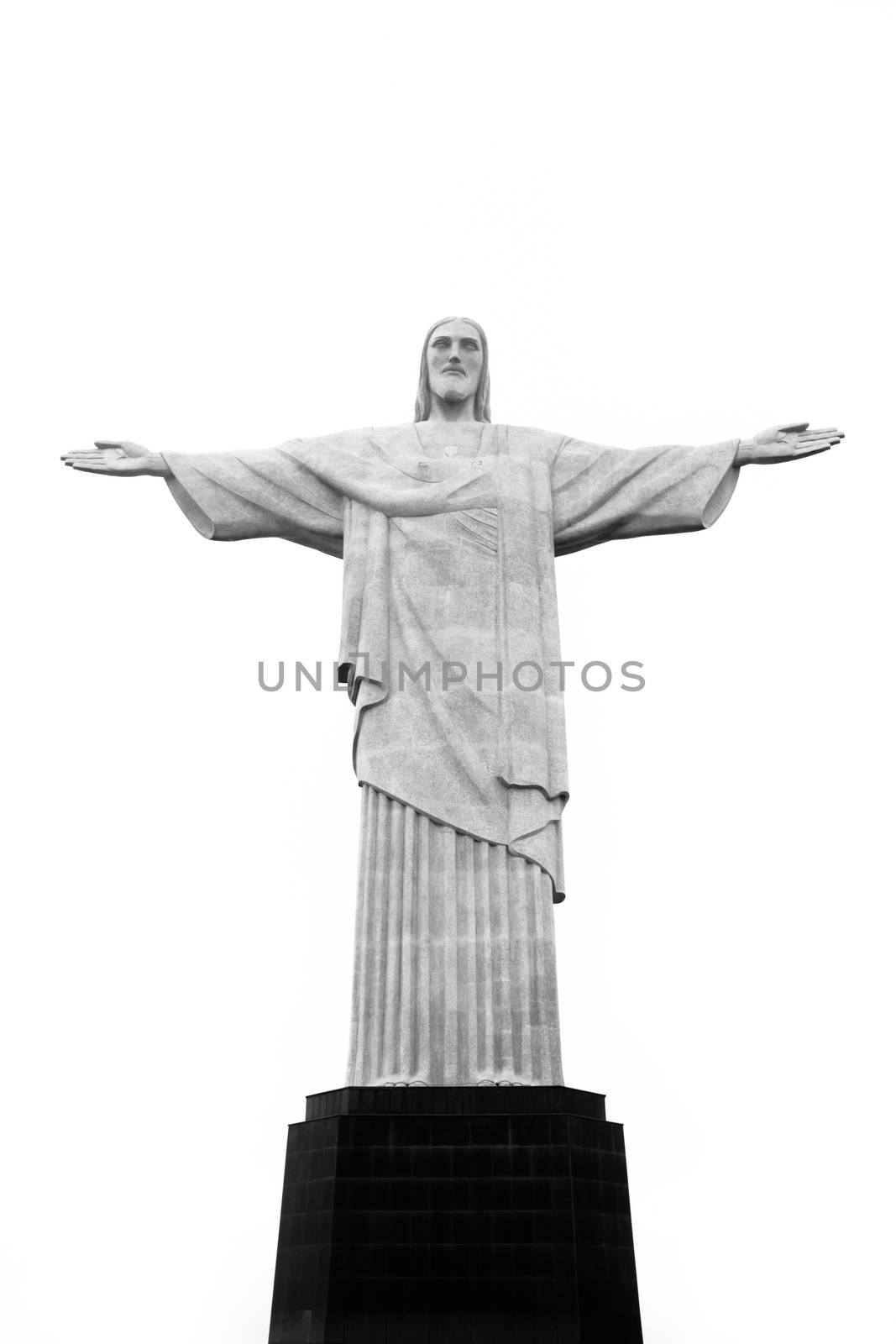 Christ the Redeemer Statue, Rio de Janeiro, Brazil. Black and white.