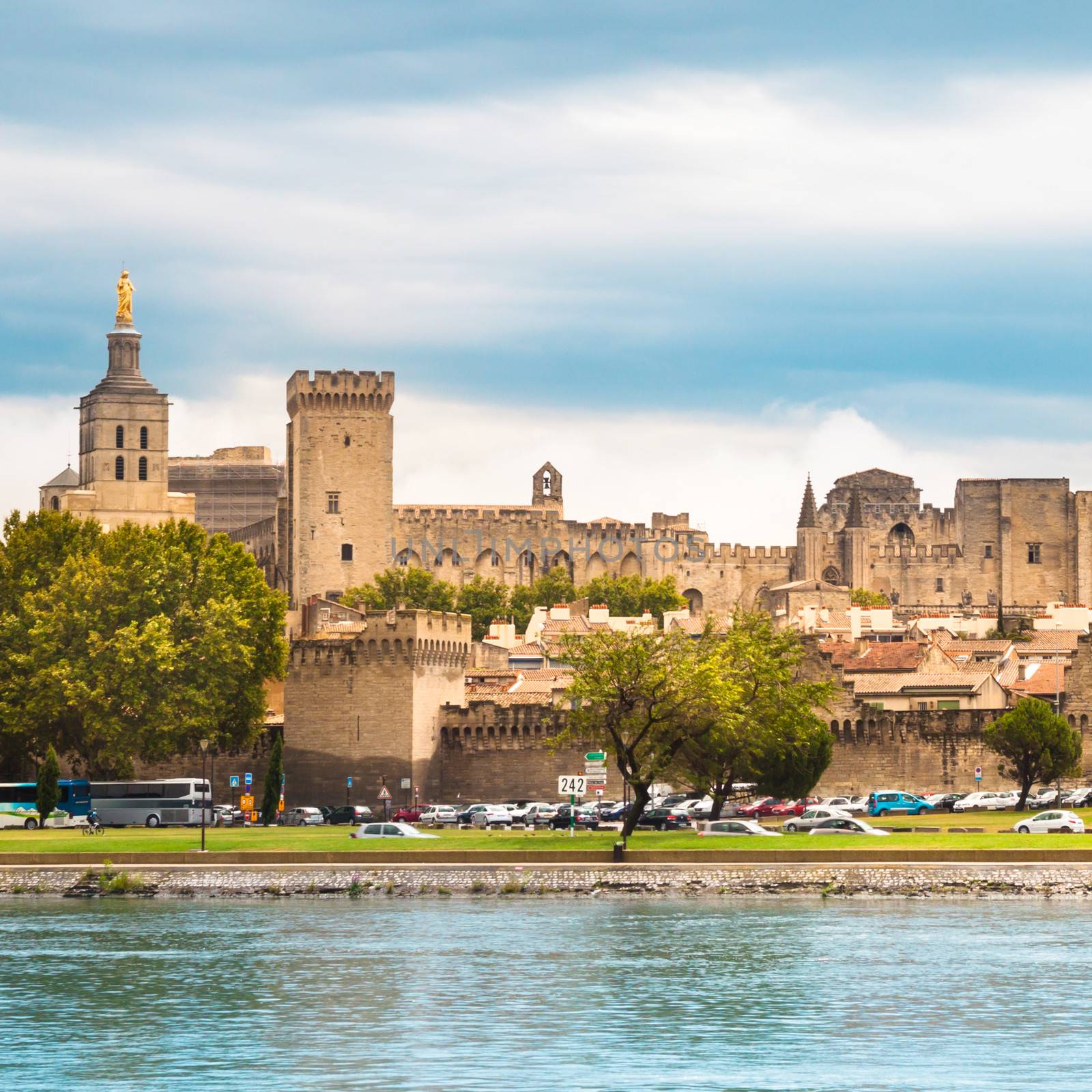 Important medieval city of Avignon, situated on the left bank of the Rhone river. Provence, France, Europe.  It was the seat of the Papacy from 1309 until 1377 in the time of Pope Clement V.