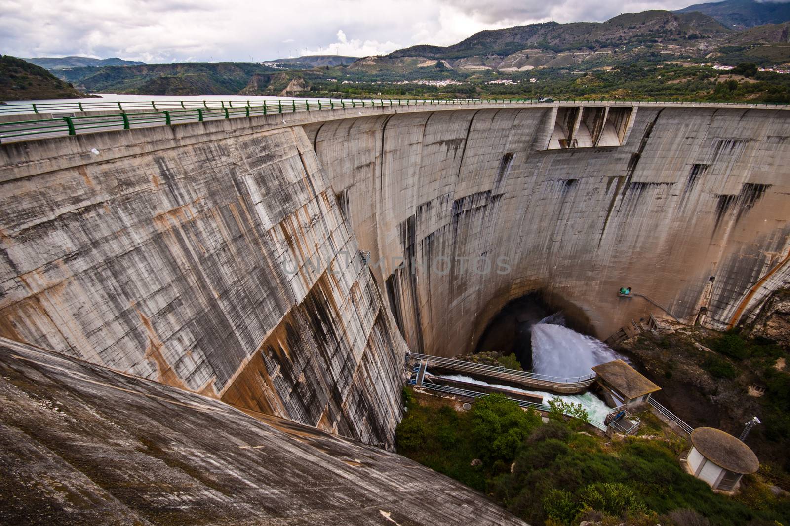 View from the top of the dam of the hydroelectric power station