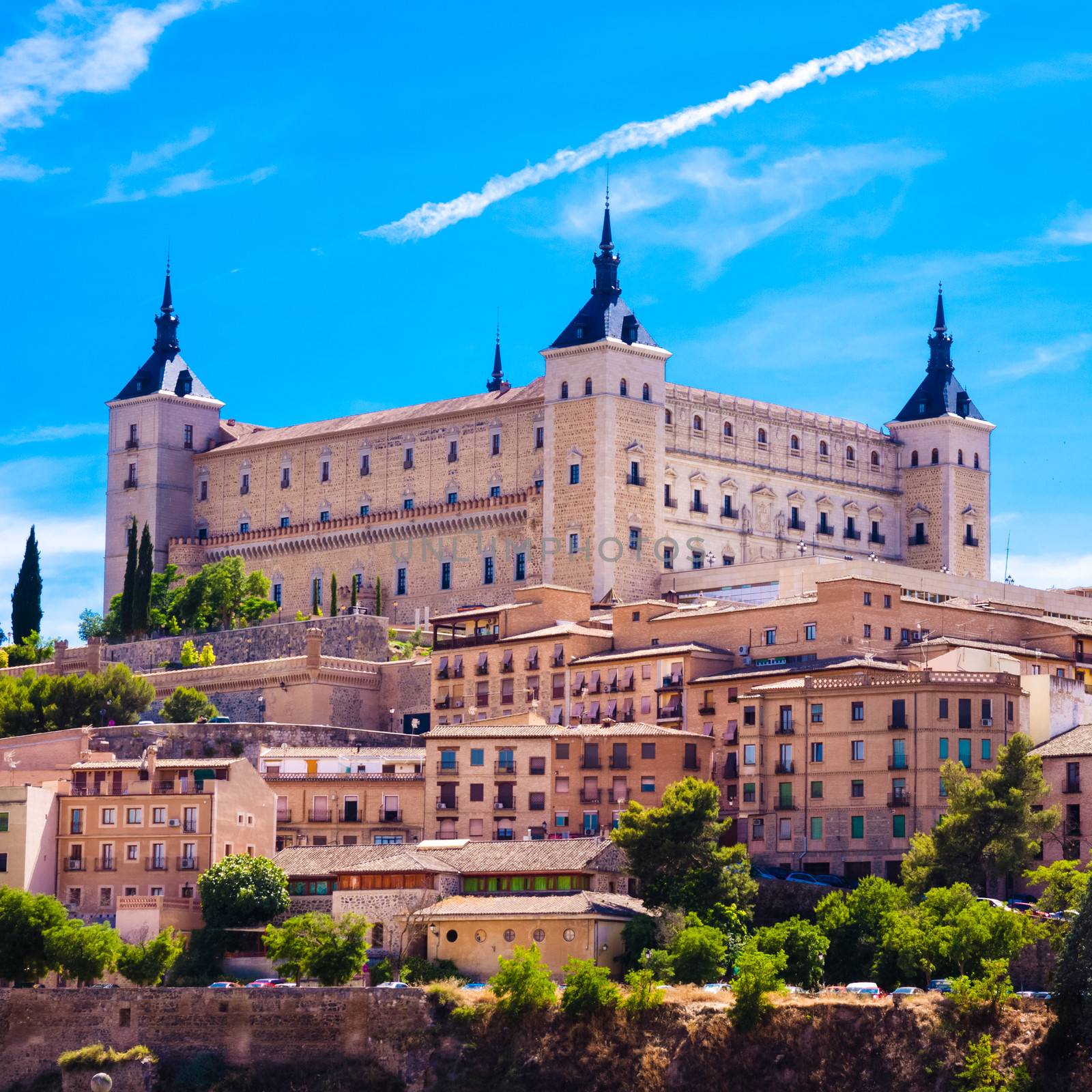 Panorama of the alcazar in Toledo, Spain