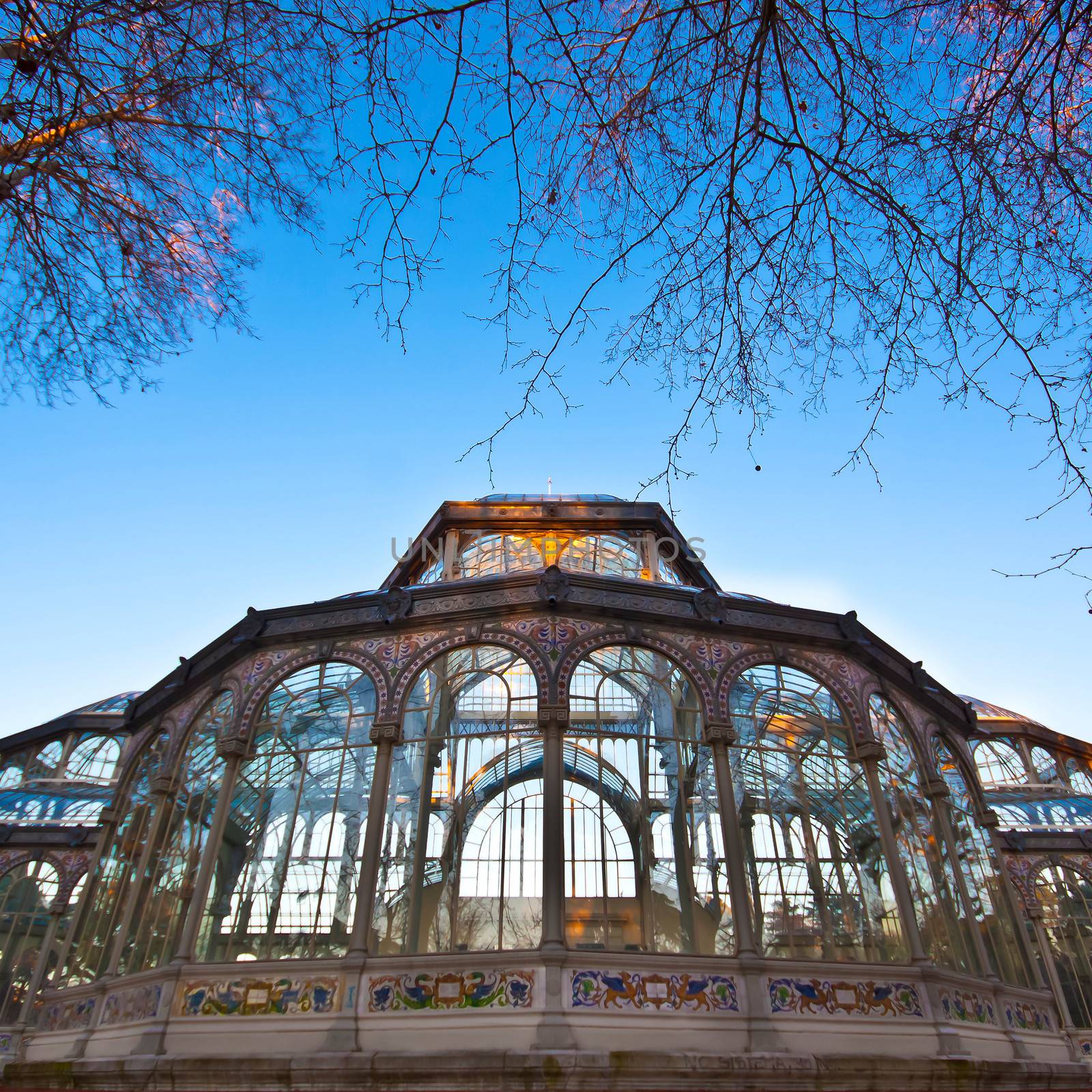 Palacio de Cristal in Retiro city park, Madrid, Spain