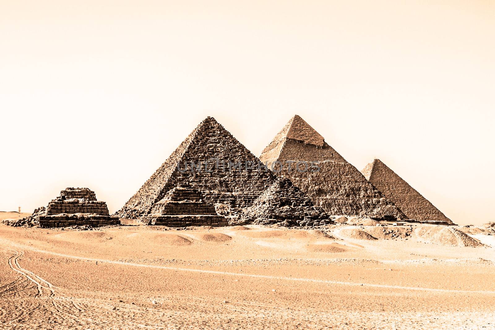 Great pyramids in Giza valley, Cairo, Egypt  by kasto