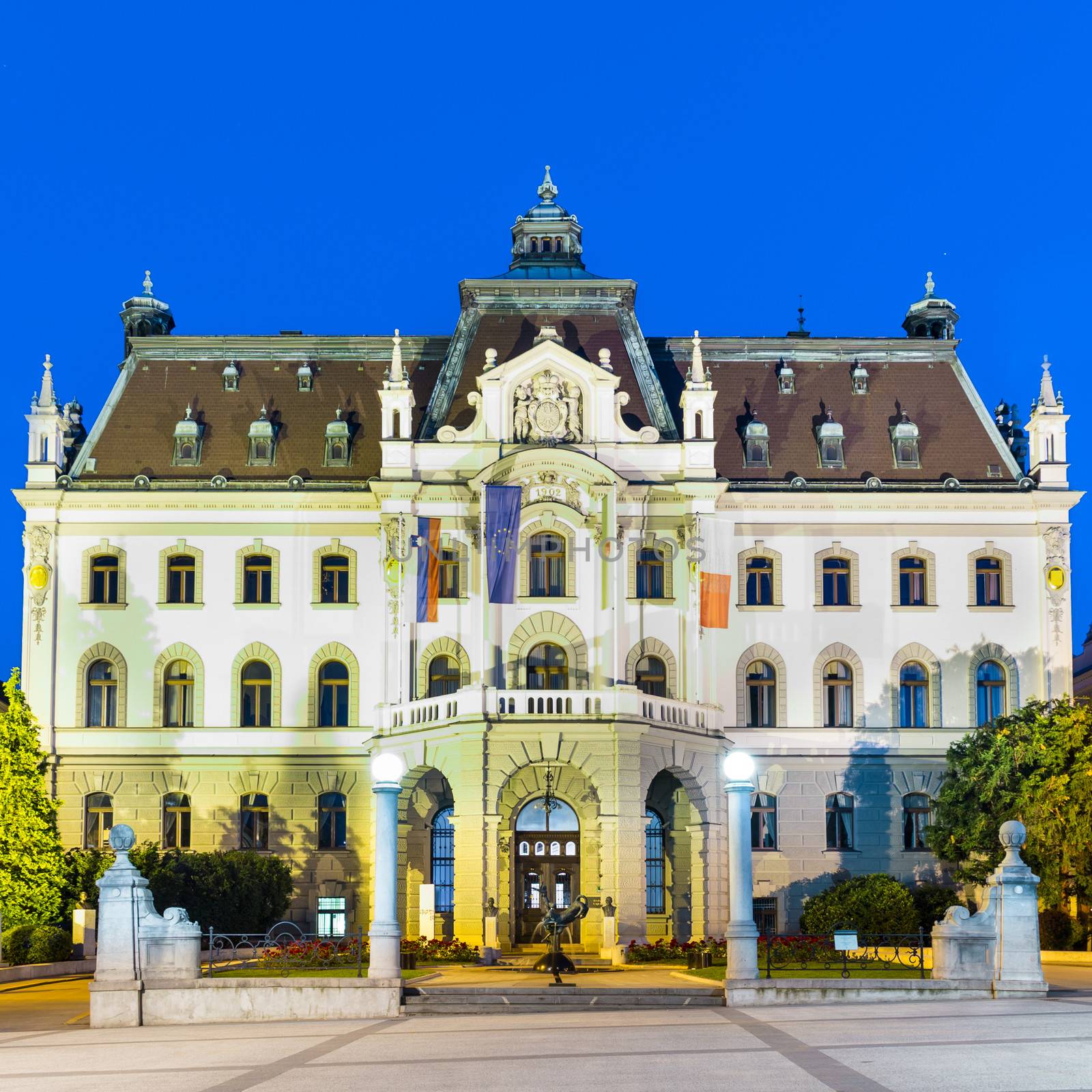 Headquarters building of University of Ljubljana, Slovenia, Europe. One of the sights in the capital.