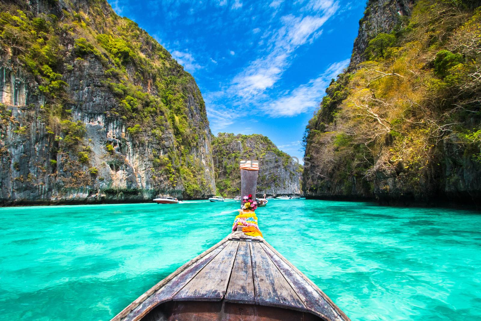 Wooden boat on Phi Phi island, Thailand. by kasto