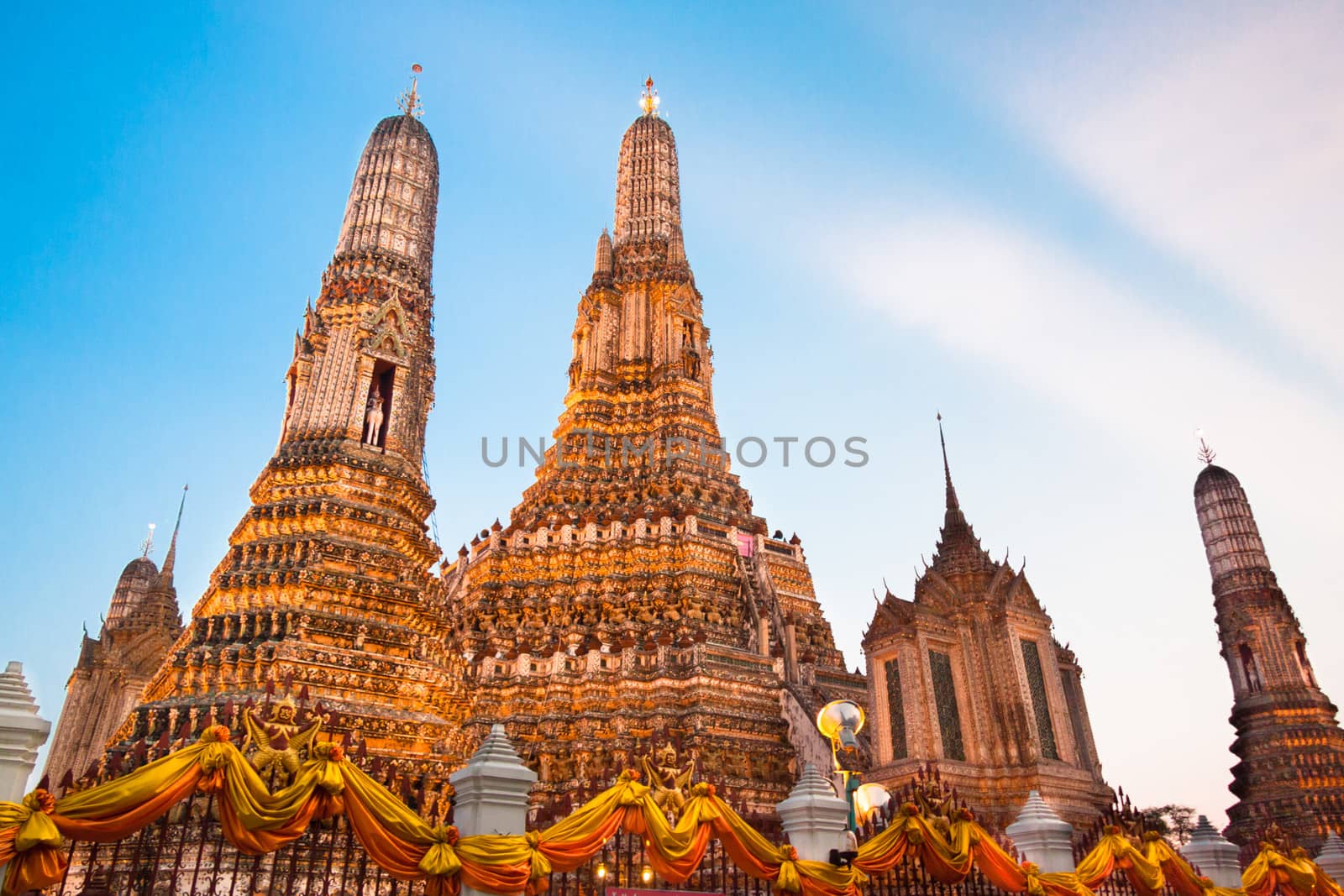 Wat Arun Temple in Bangkok, Thailand, south east Asia.