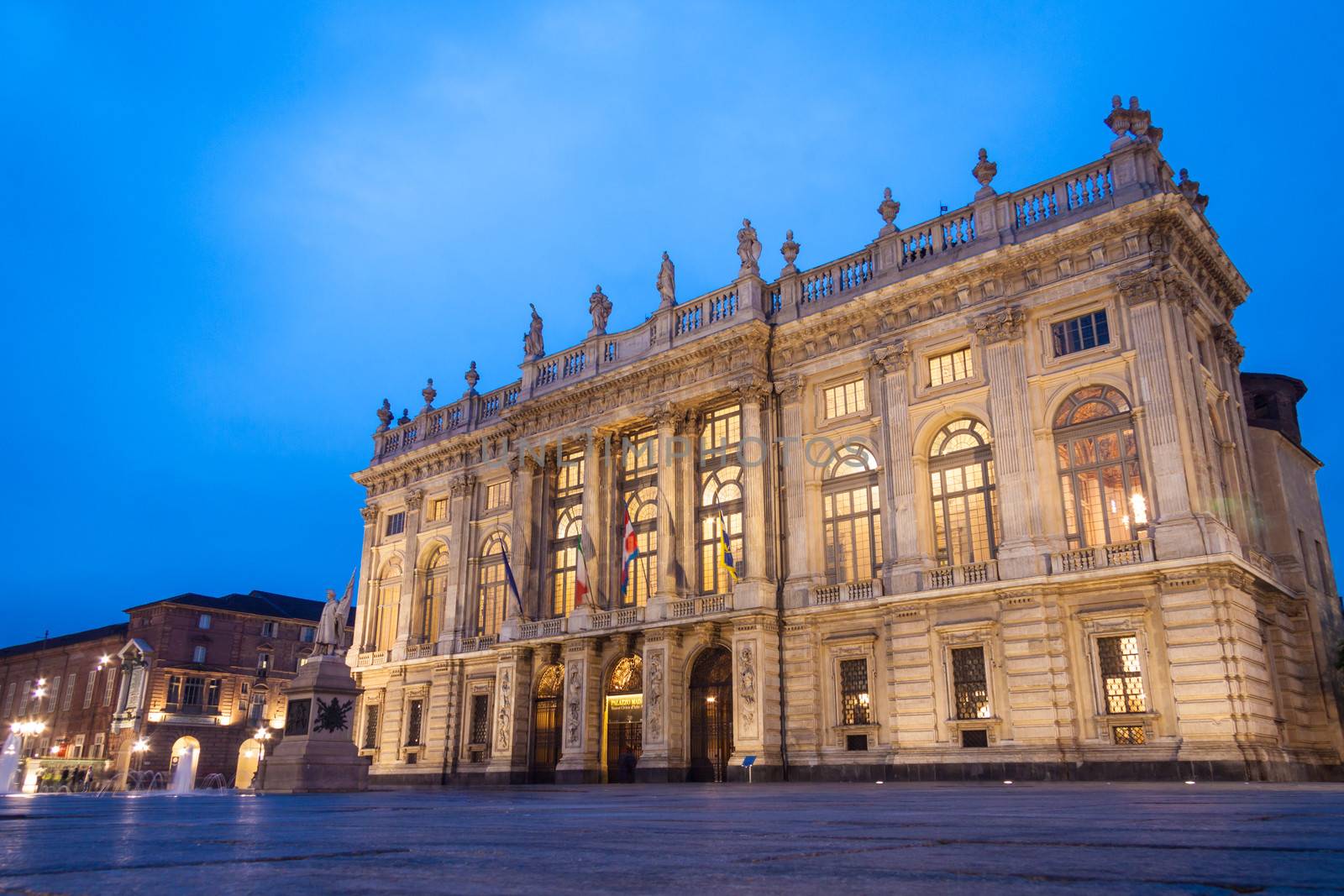 City Museum of Ancient Art in Palazzo Madama, Turin, Italy shot in the dusk.