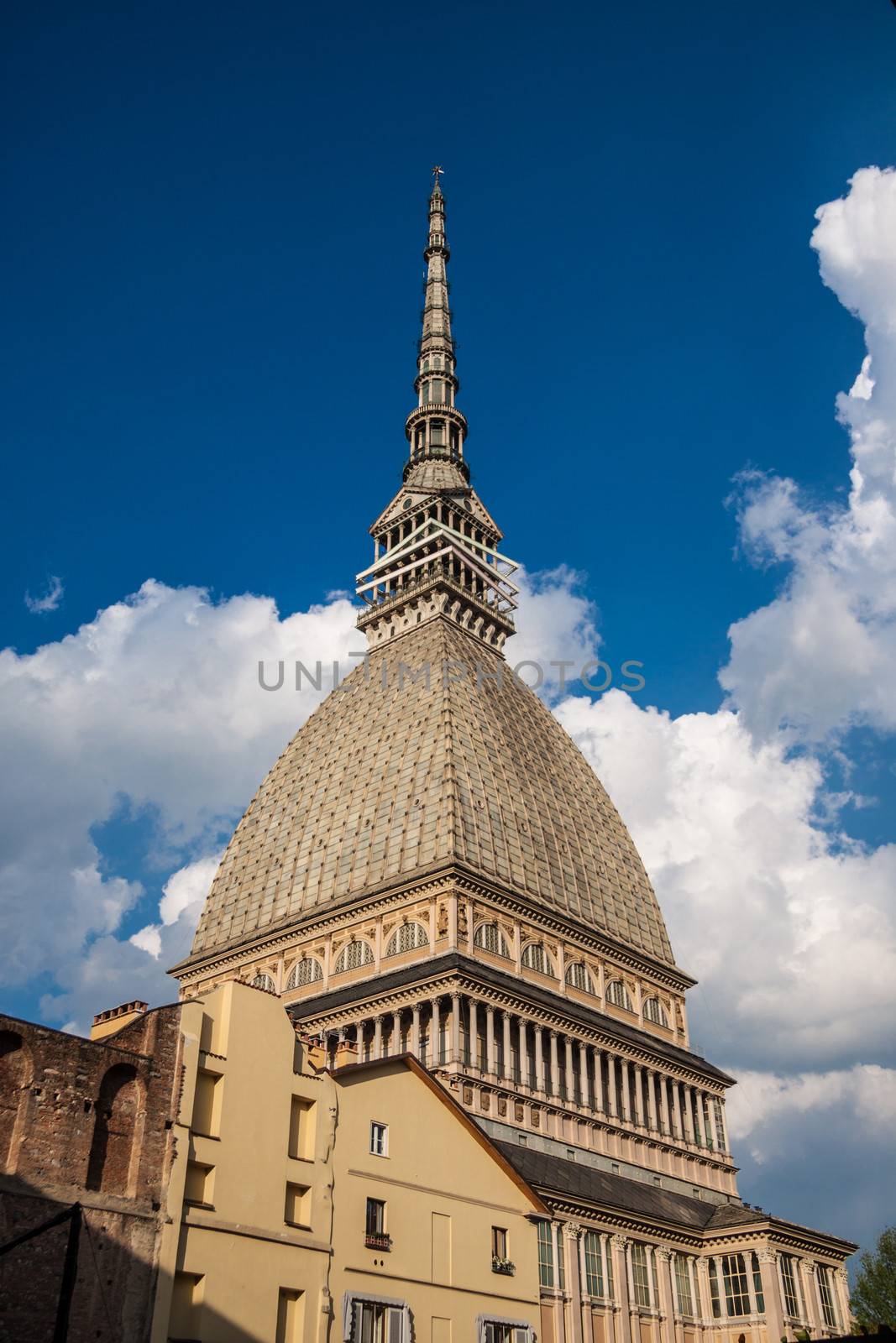 The Mole Antonelliana is a major landmark building in Turin, Italy. It is named for the architect who built it, Alessandro Antonelli. Originally conceived of as a synagogue, it now houses the National Cinema Museum.