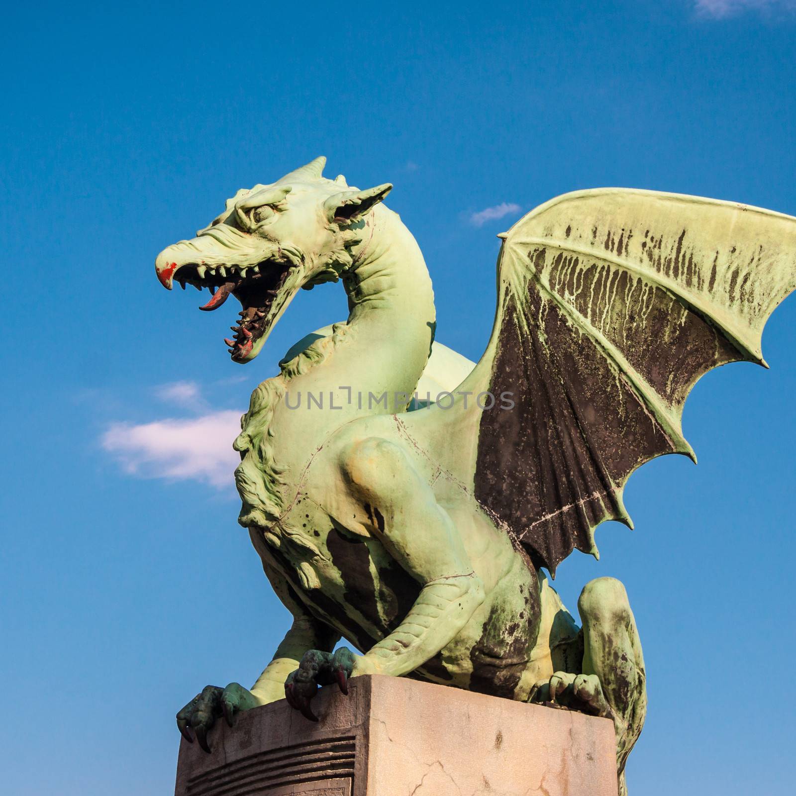 Famous Dragon bridge (Zmajski most), symbol of Ljubljana, capital of Slovenia, Europe.