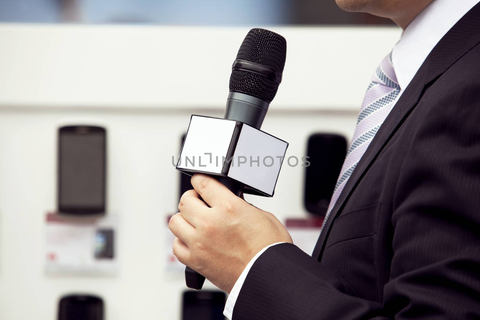 Microphone where a speaker is making his presentation, speach