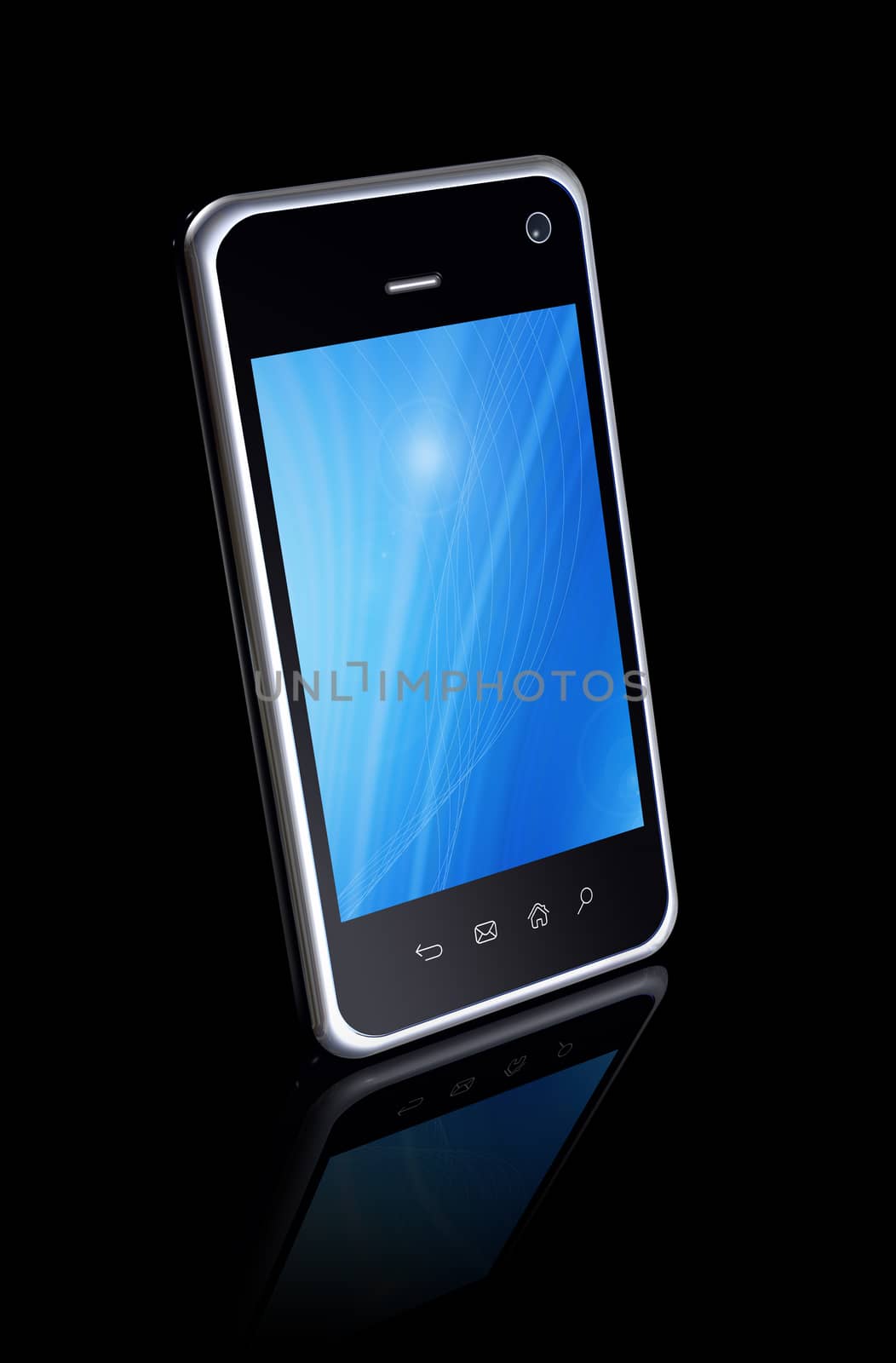 3D smartphone, mobile phone isolated on black with clipping path