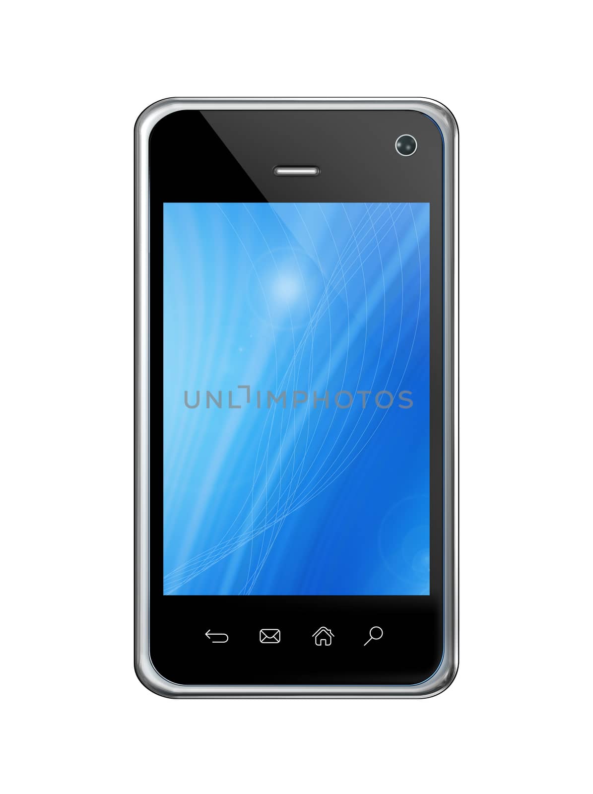 3D smartphone, mobile phone isolated on white with clipping path