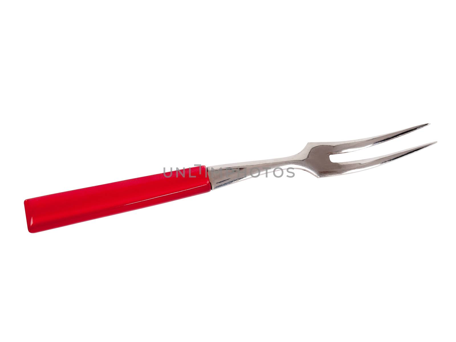 little red fork isolated on white background