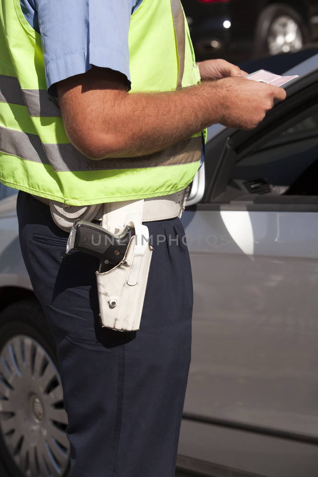 Police officer doing a traffic control