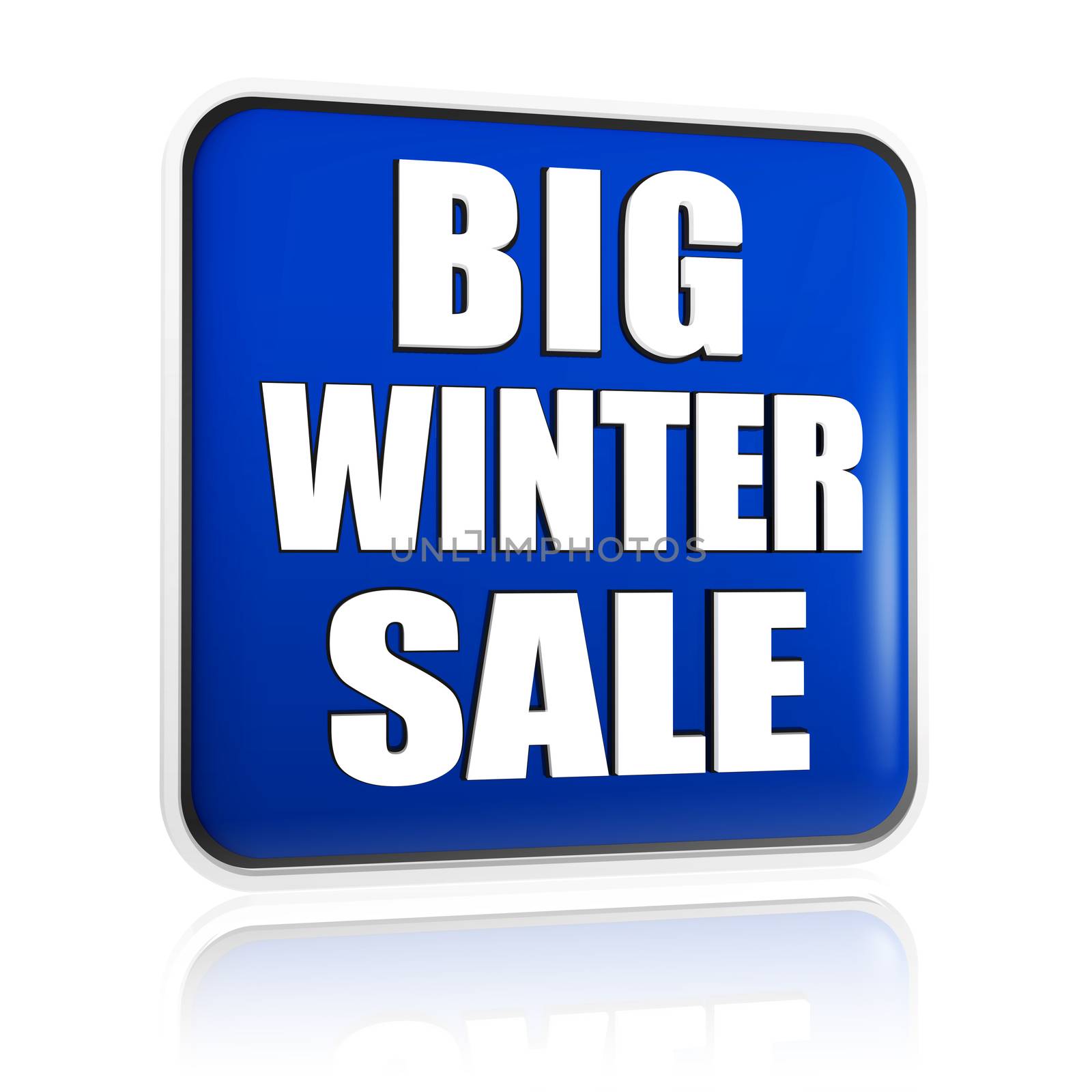 big winter sale in 3d blue banner with white text, business seasonal concept