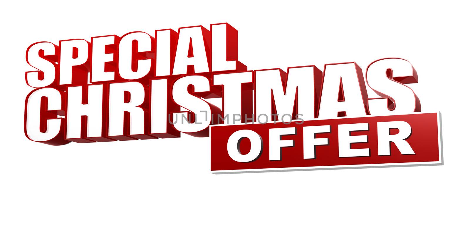 special christmas offer in 3d red letters and block by marinini