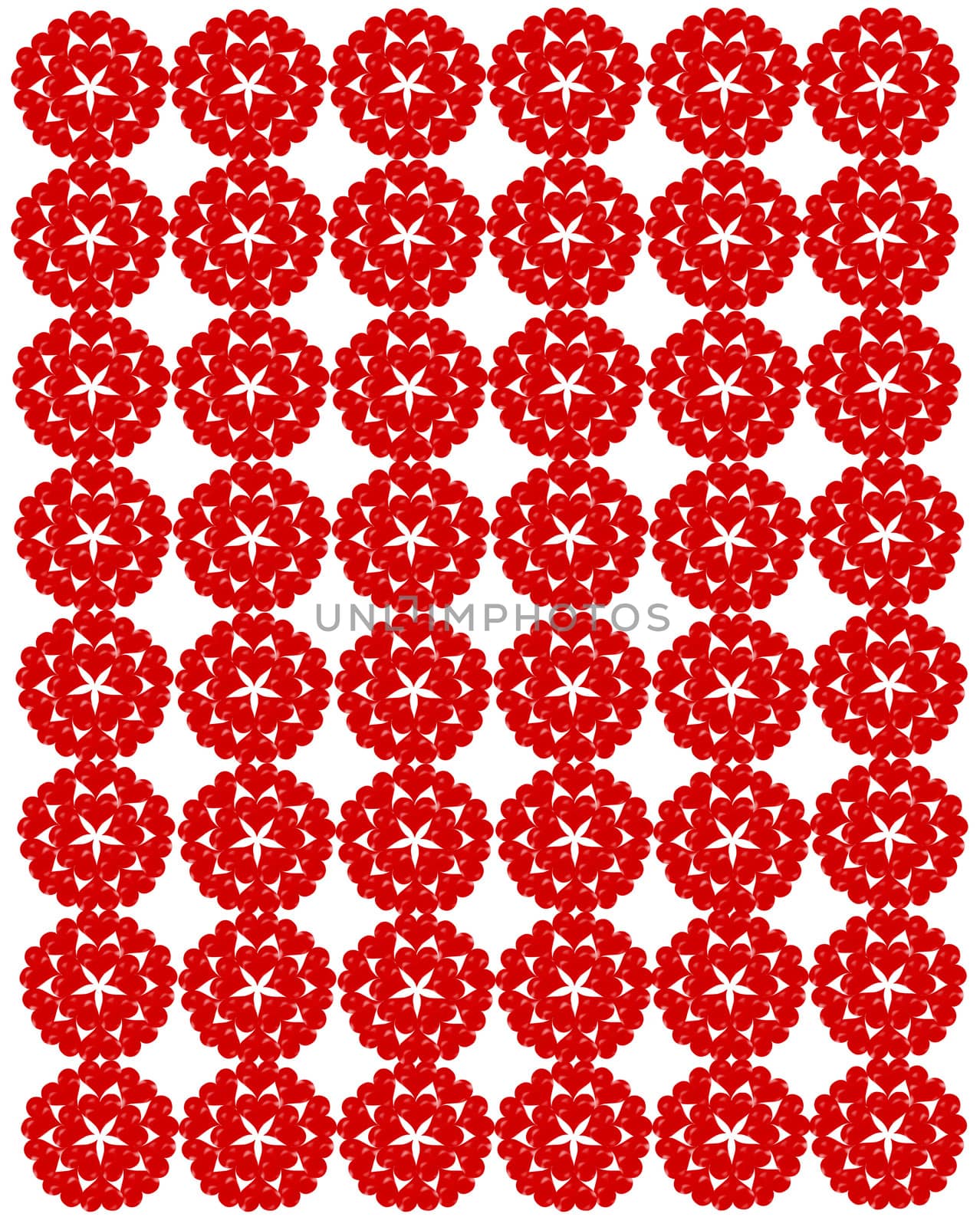 pattern from red shapes like laces with hearts