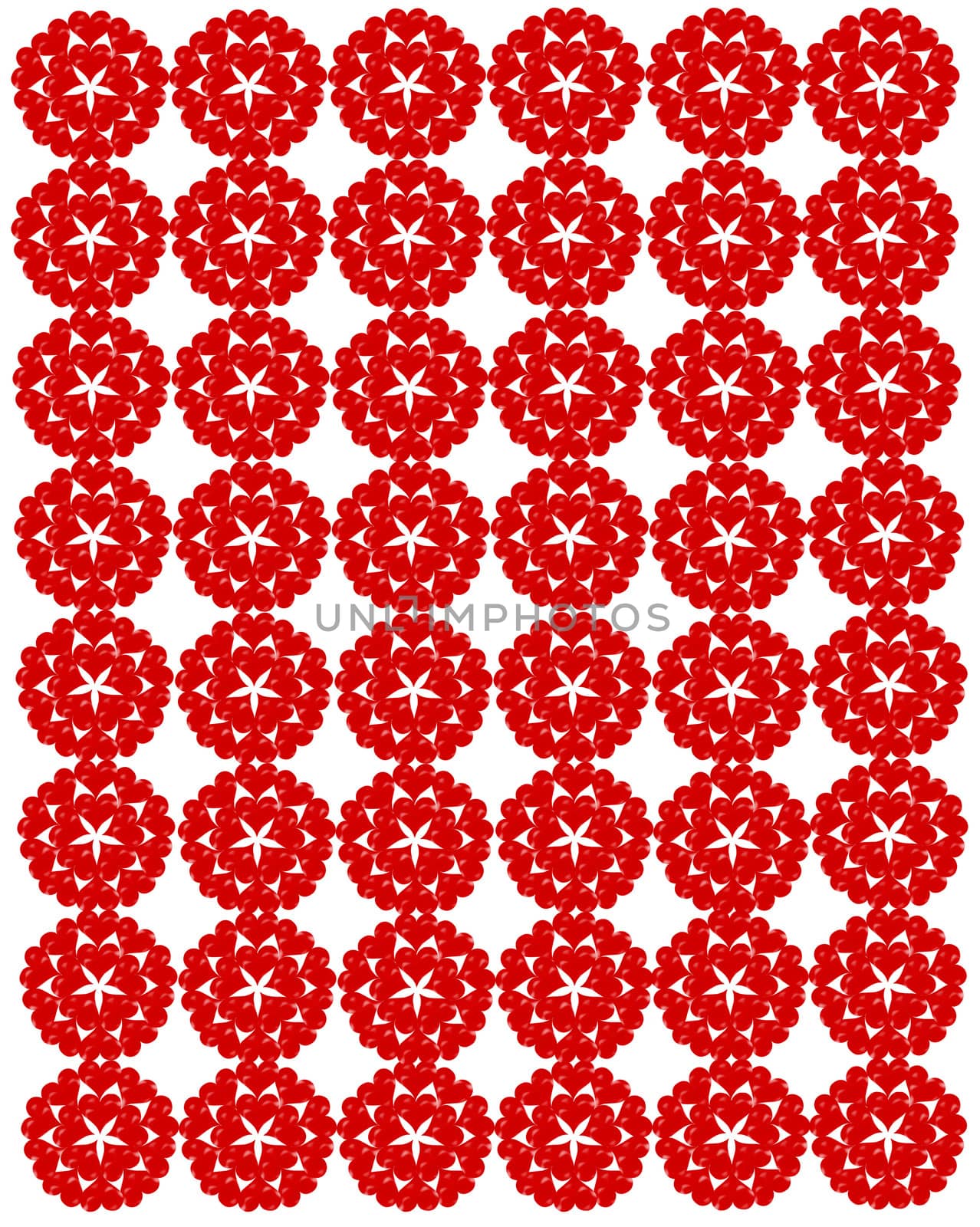 pattern from red shapes like laces with hearts