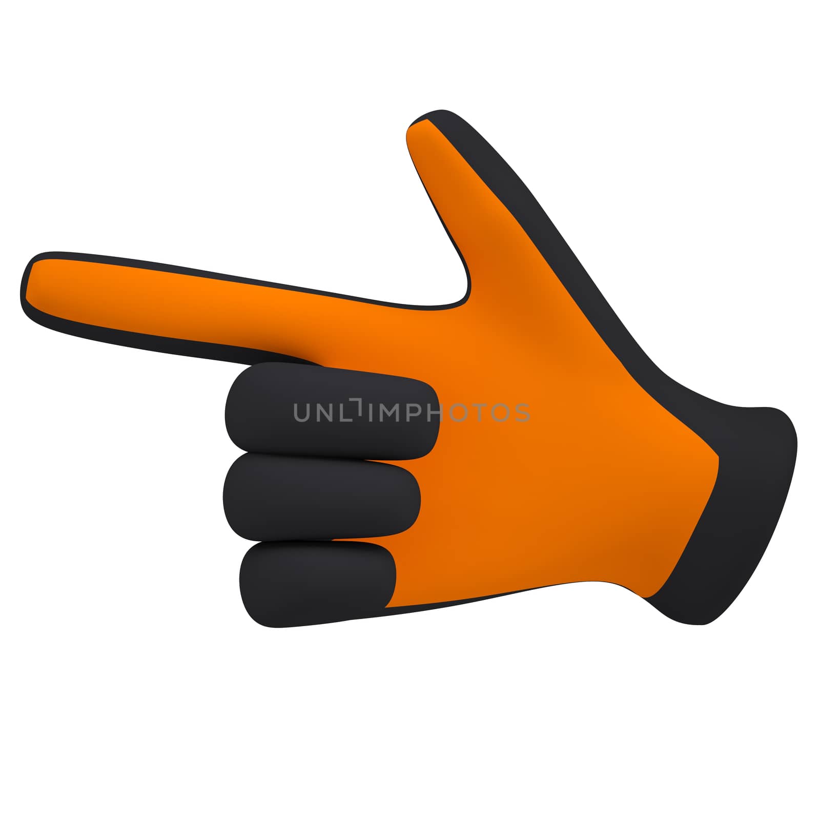 Black and orange gloves. Forefinger shows by cherezoff