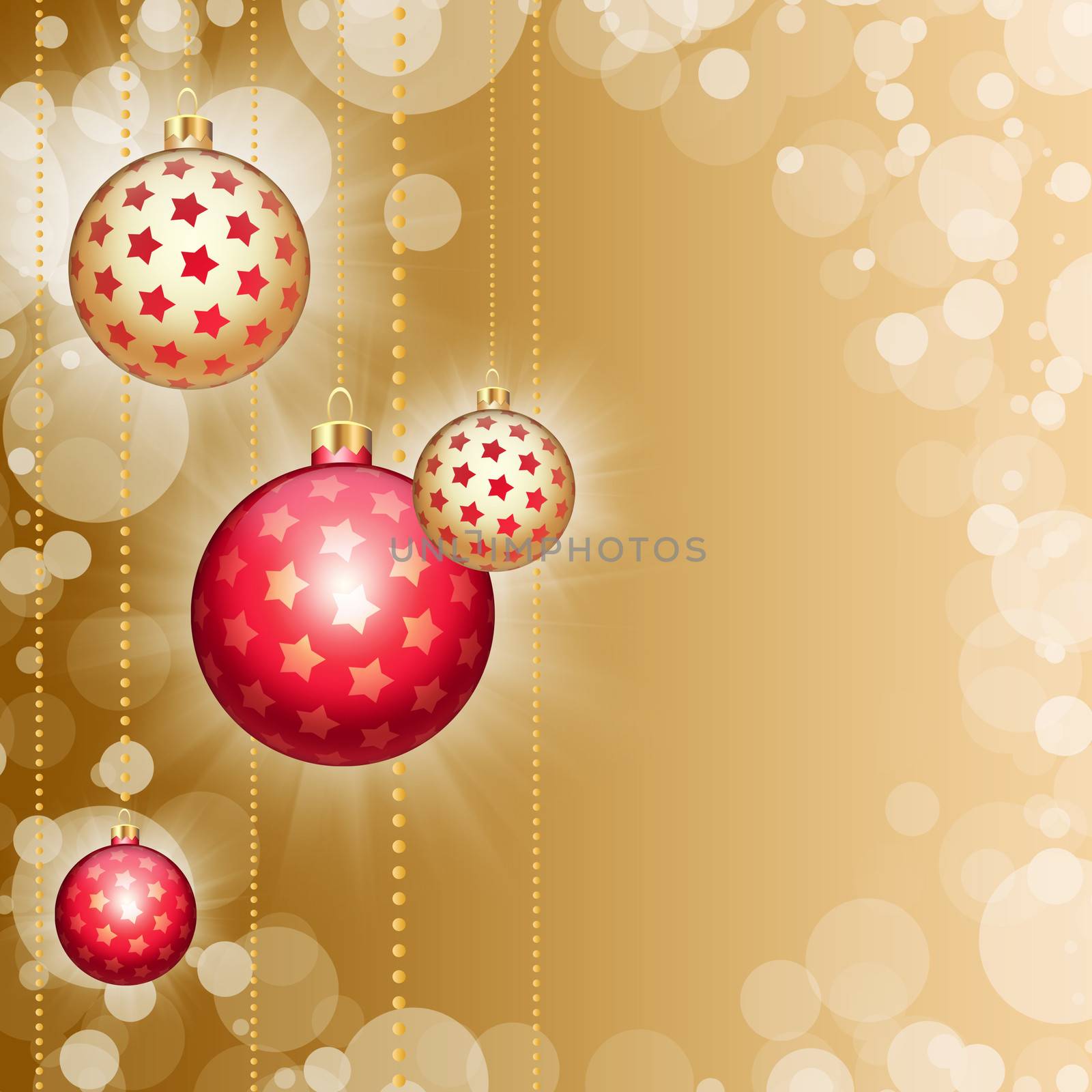 New Year's background. Christmas balls and snowflakes on a abstract background