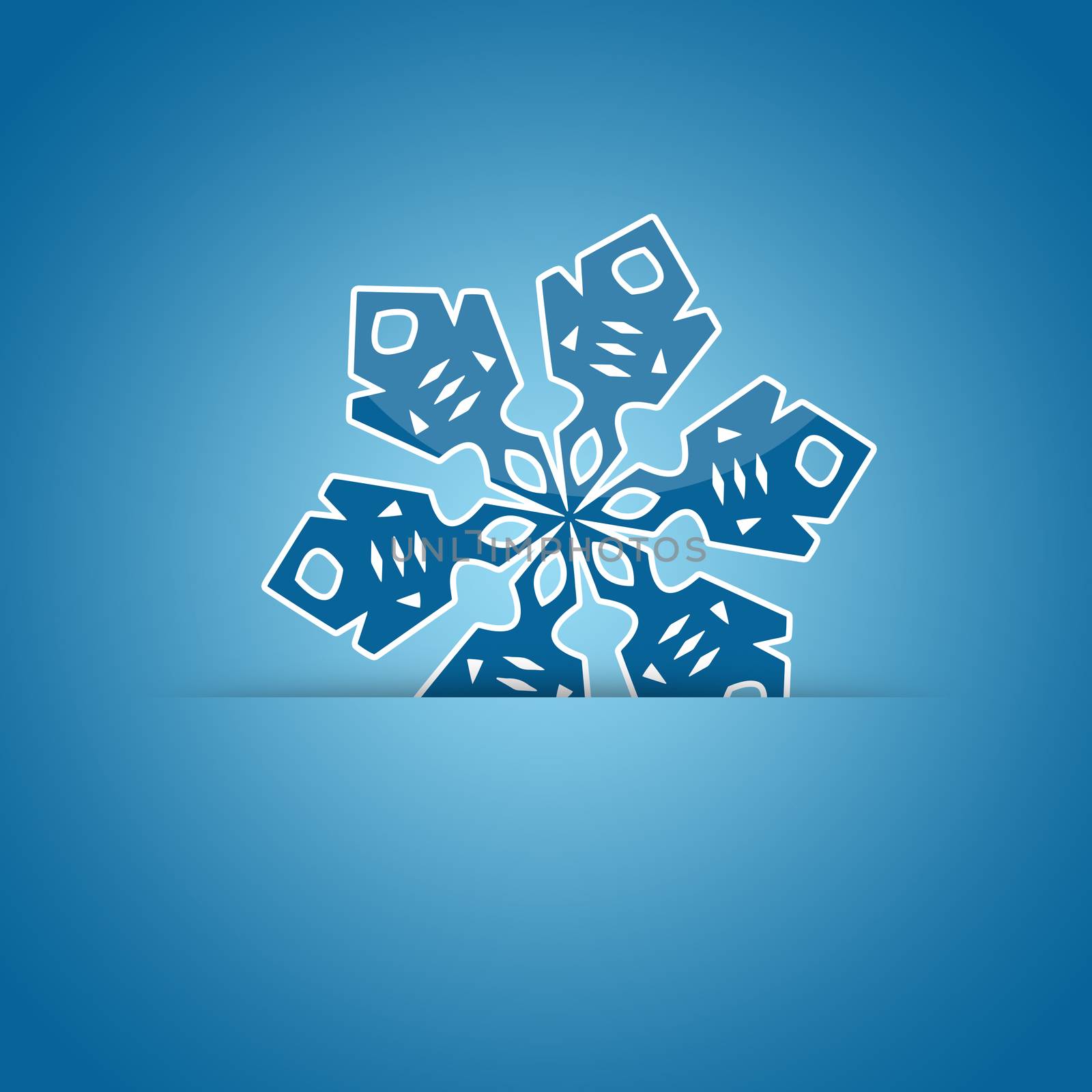 Christmas element. Snowflake isolated on blue background