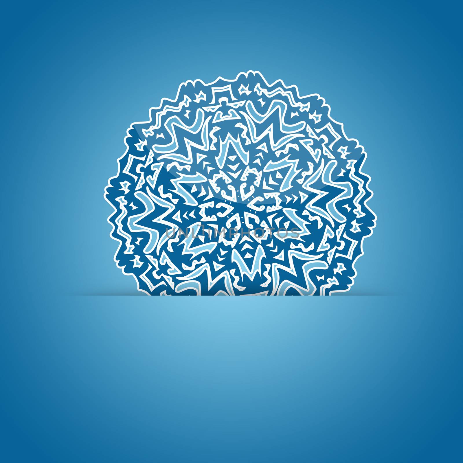 Christmas element. Snowflake isolated on blue background