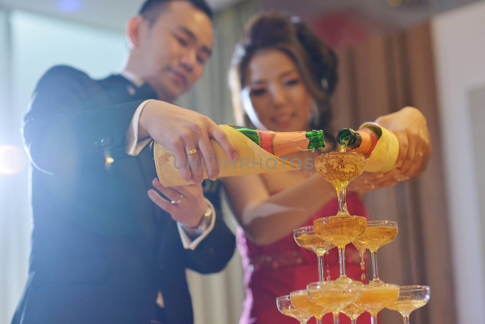 Wedding dinner champagne toasting by szefei