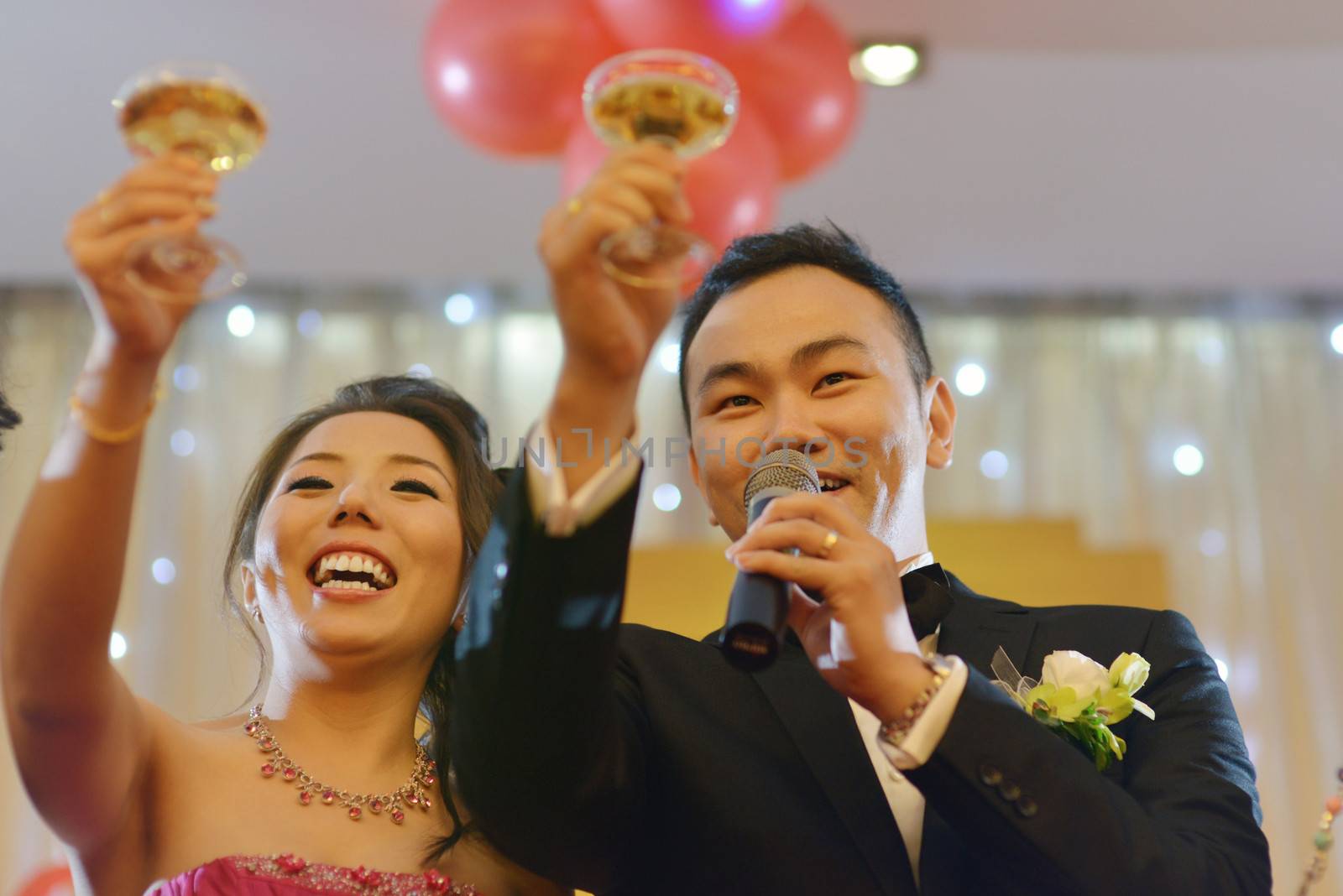 Wedding party champagne toasting by szefei