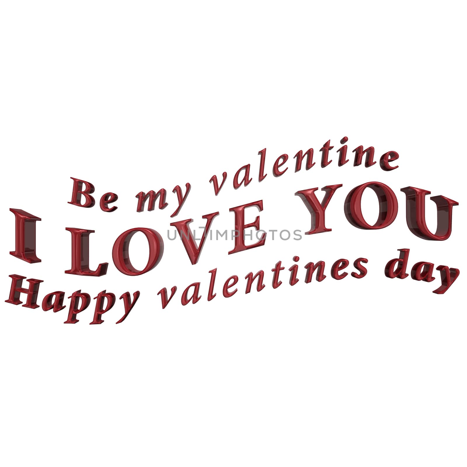 Glossy red three-dimensional inscription I LOVE YOU