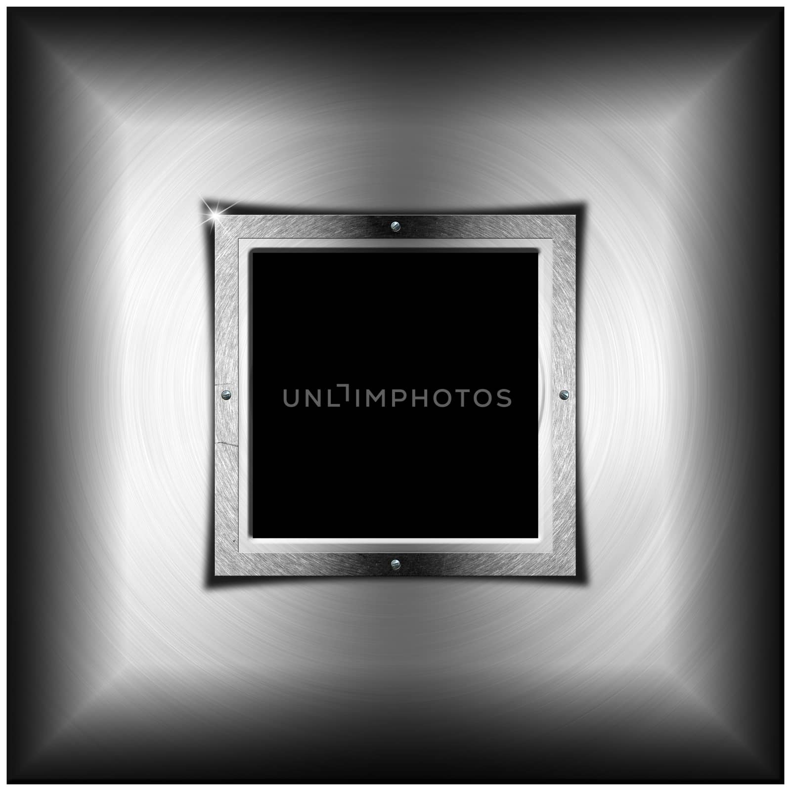 Metallic and industrial template background with square black screen
