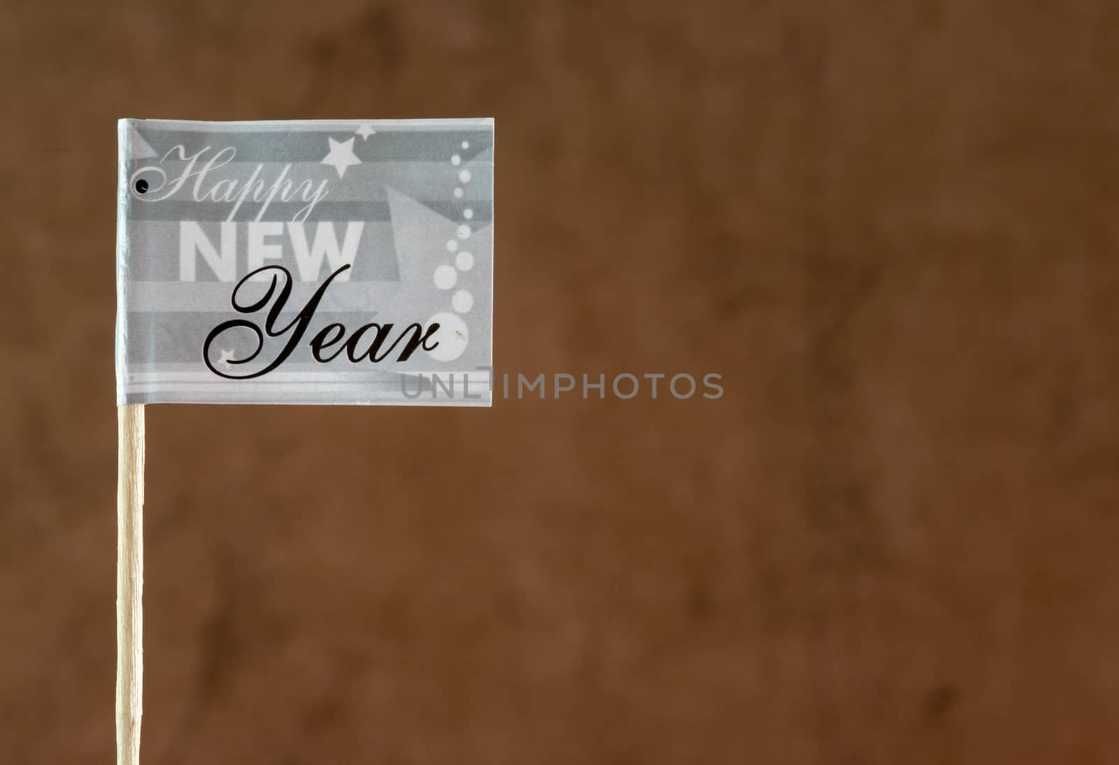 new year flag on brown background