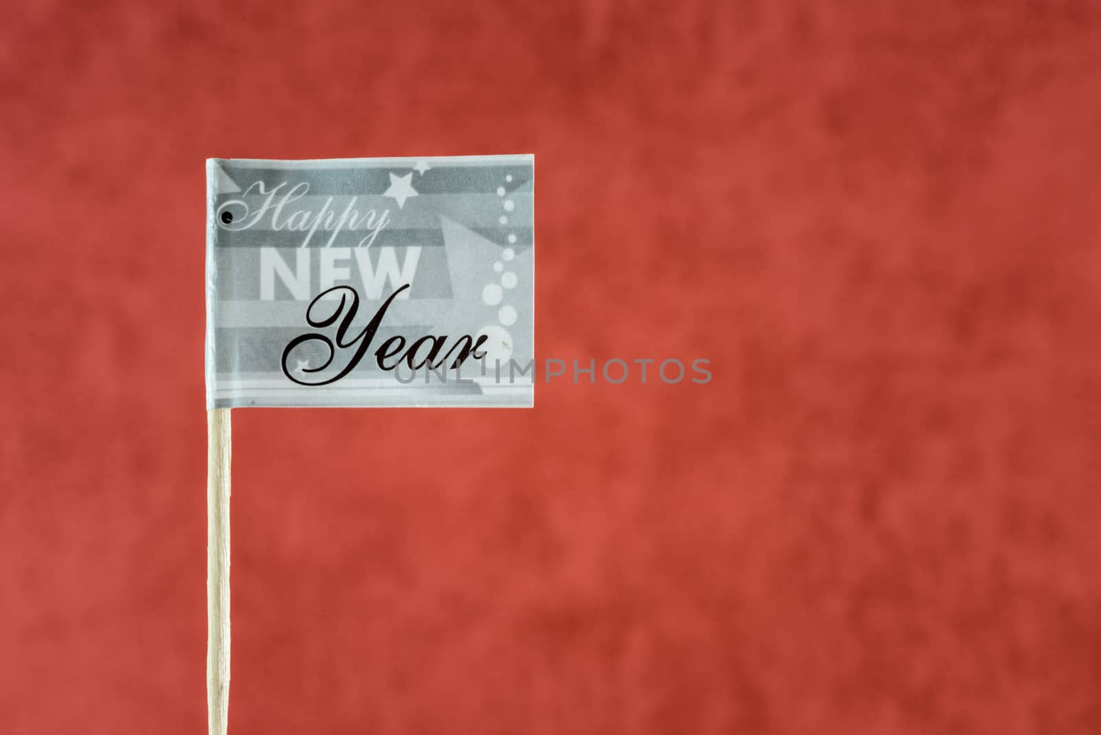 new year flag on red texture background