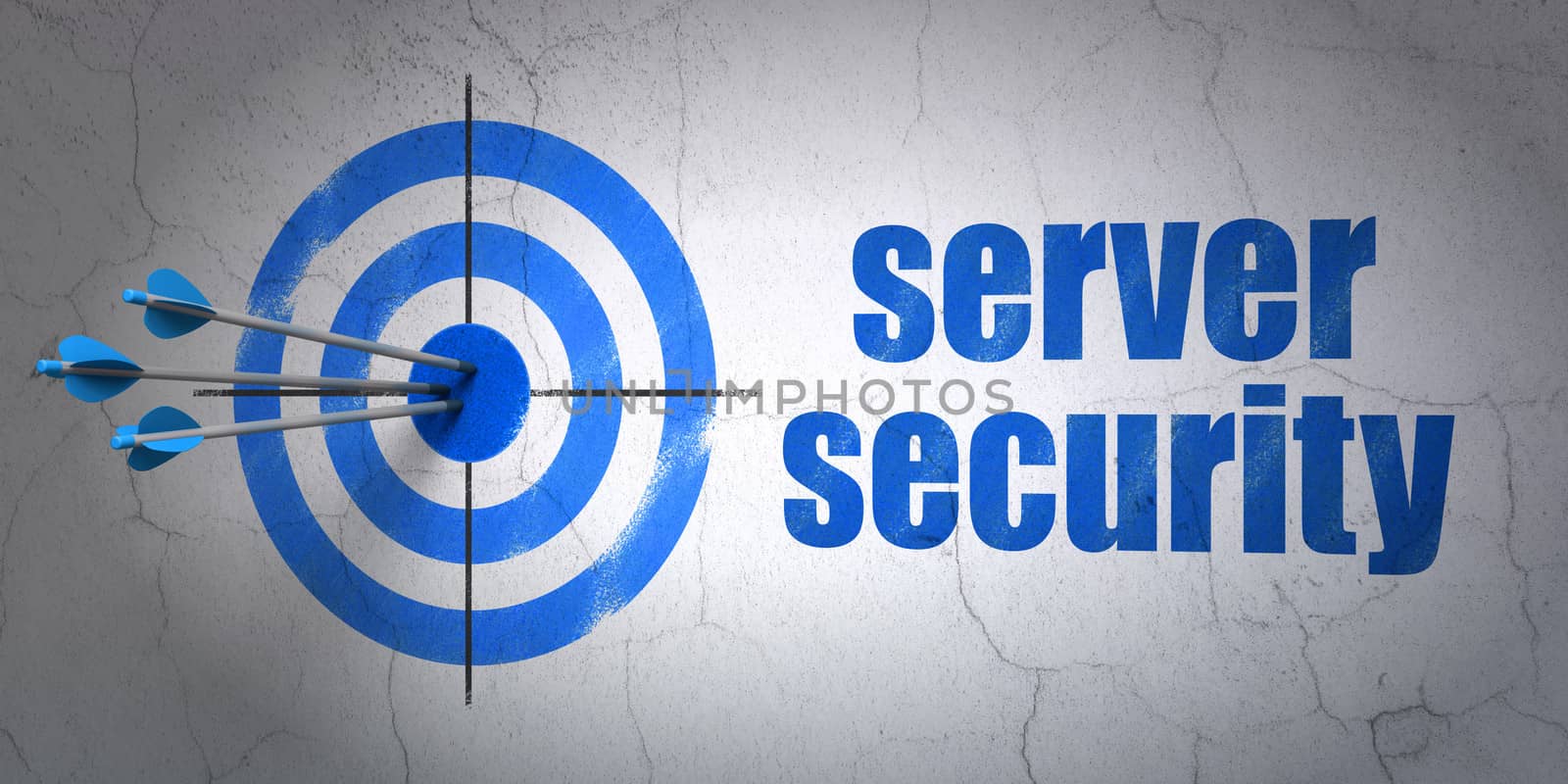 Safety concept: target and Server Security on wall background by maxkabakov