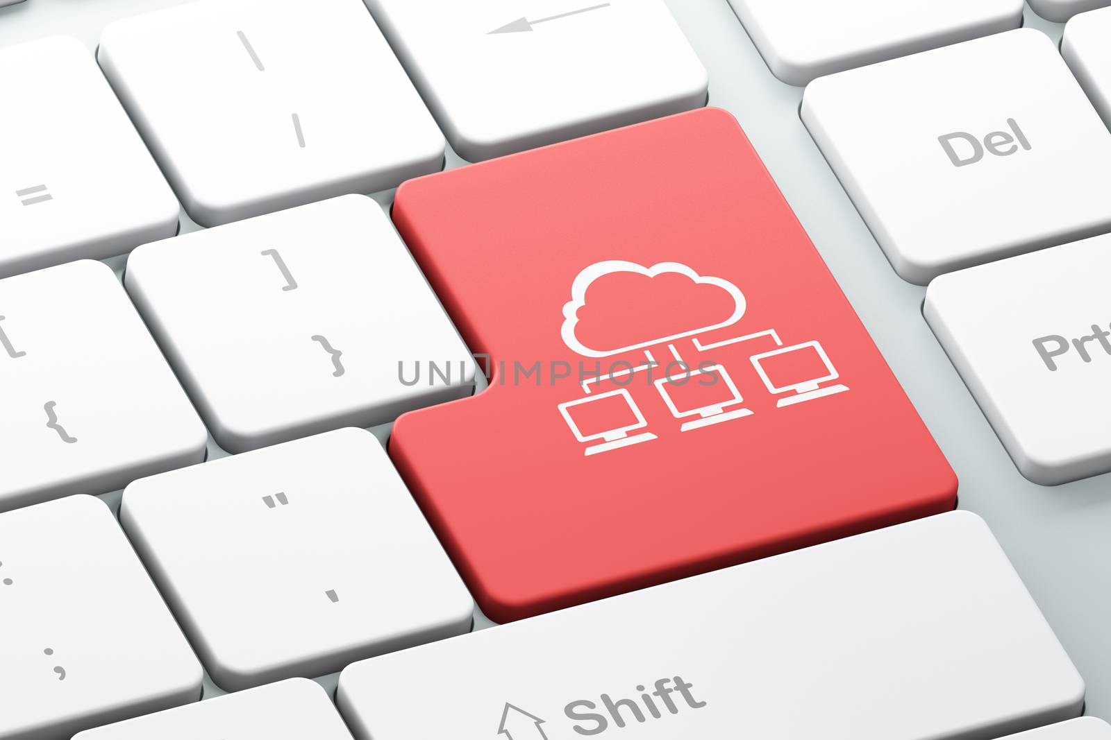 Cloud computing concept: Cloud Network on computer keyboard background by maxkabakov