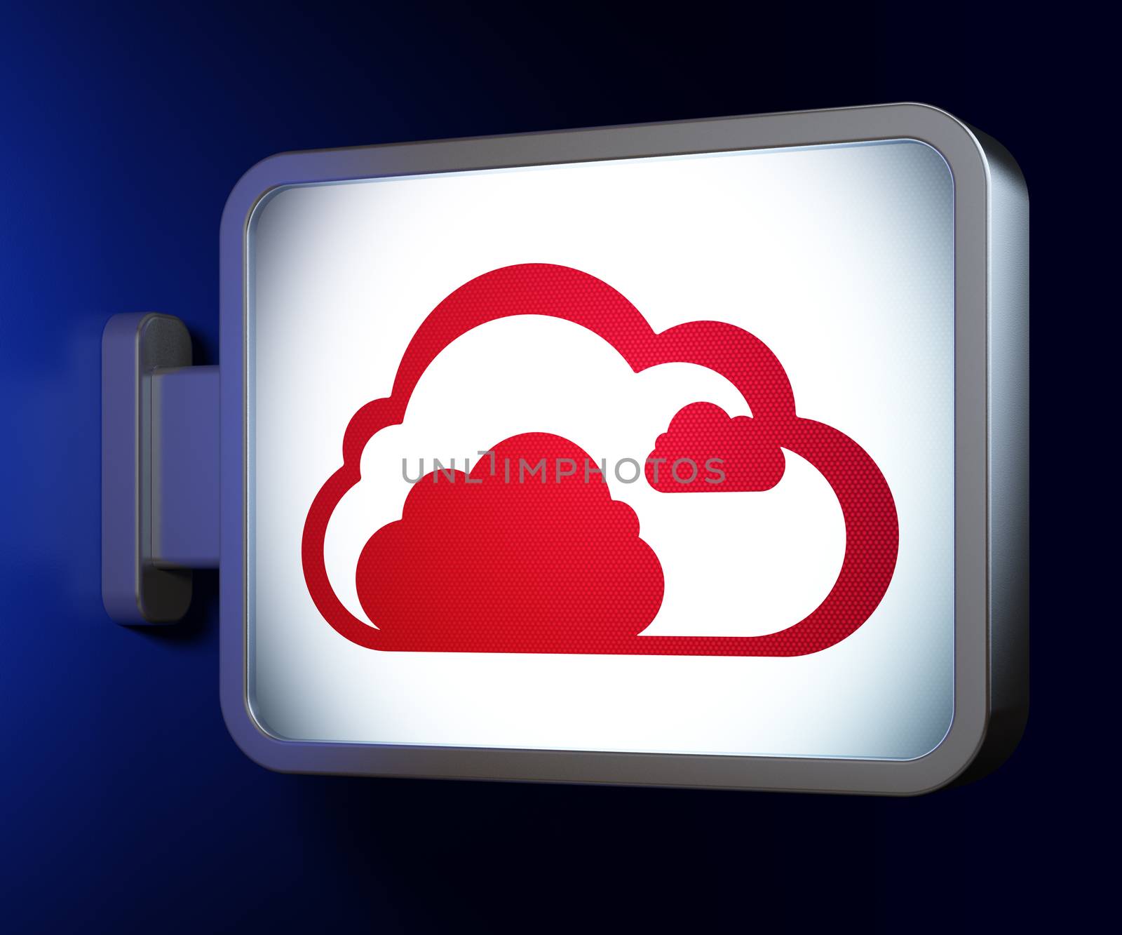 Cloud technology concept: Cloud on advertising billboard background, 3d render