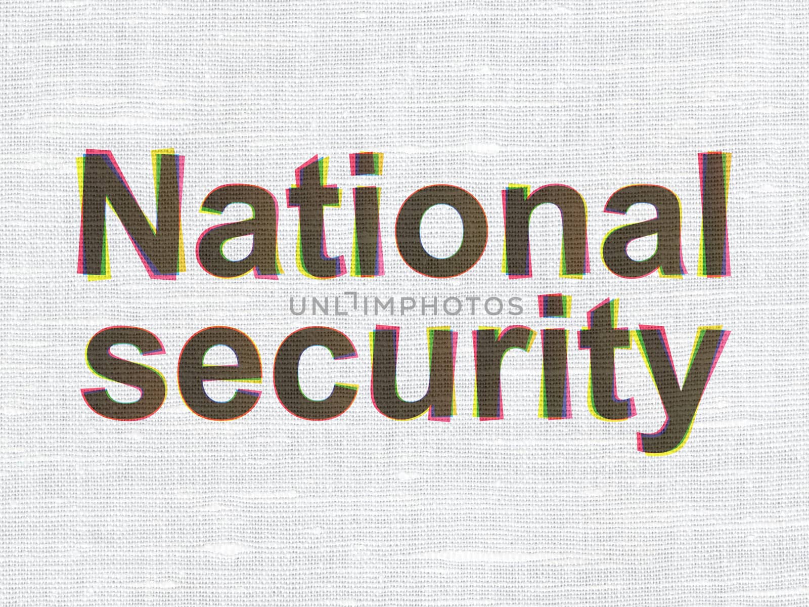 Security concept: CMYK National Security on linen fabric texture background, 3d render