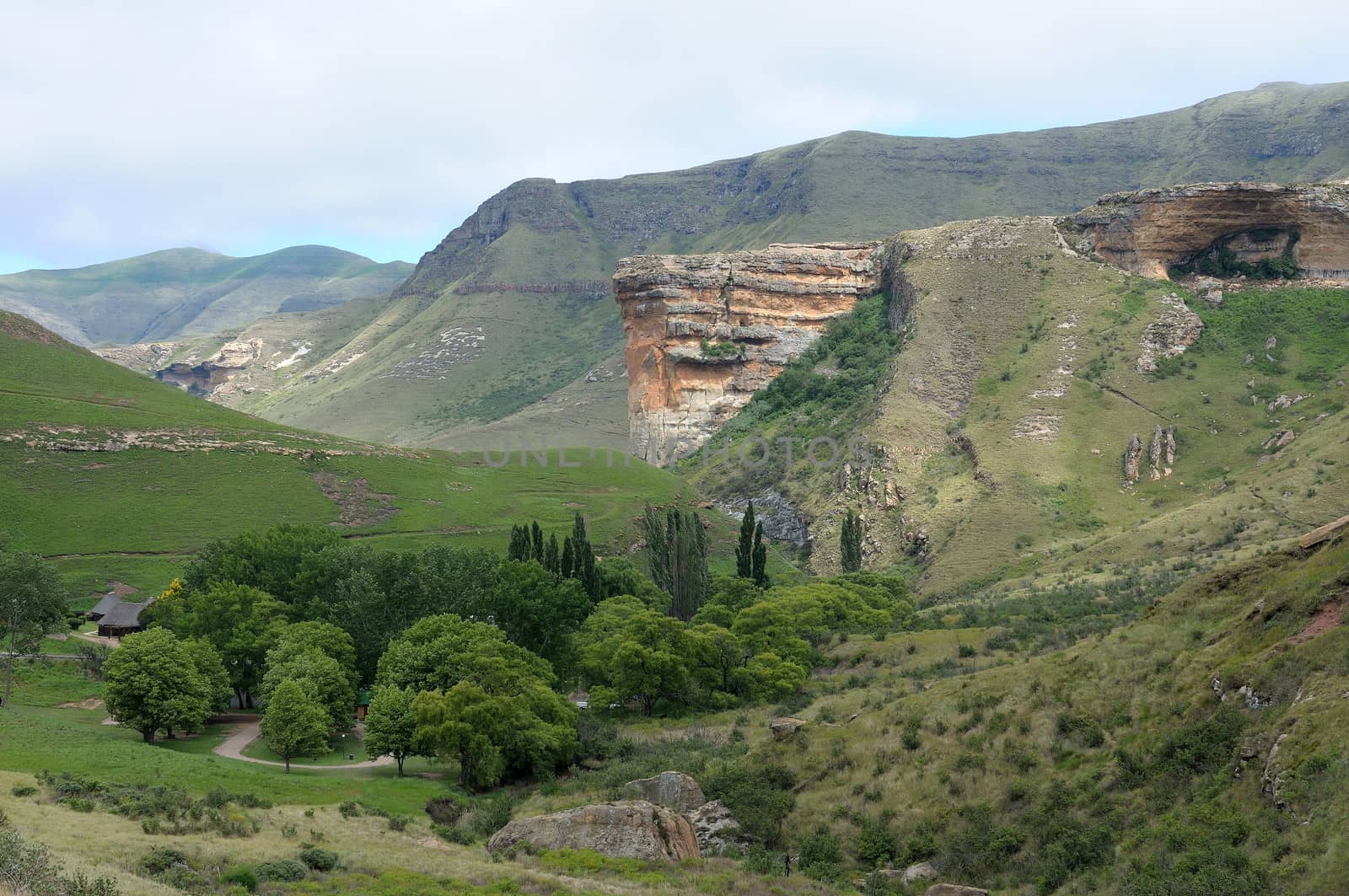 The Sentinel and Glen Reenen rest camp in the Golden Gate Highlands National Park, South Africa